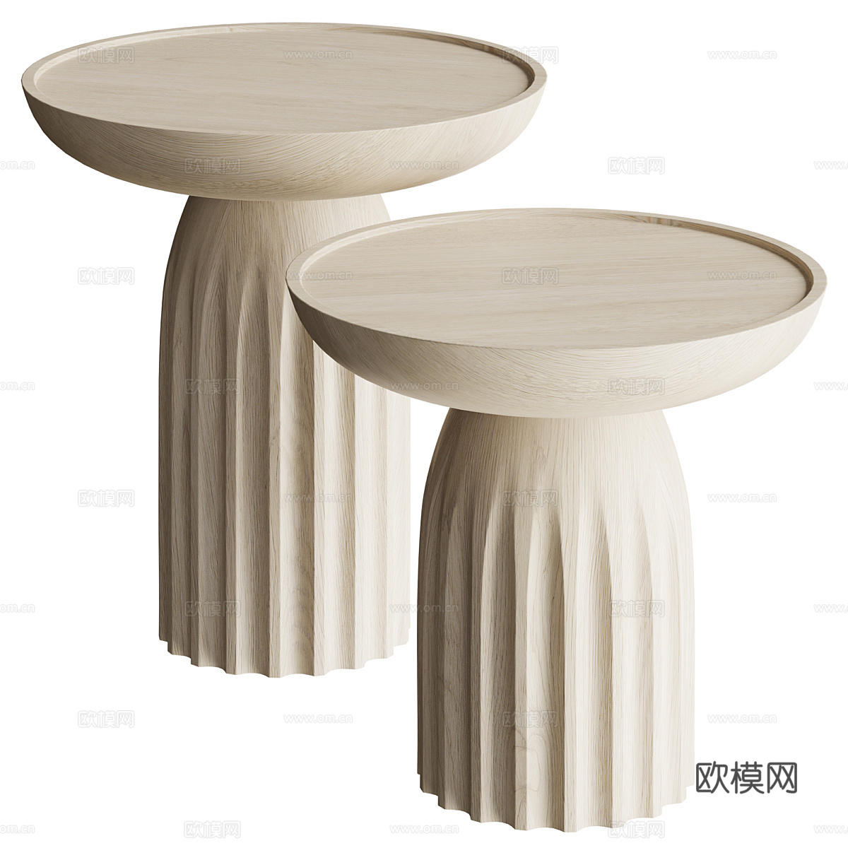 新中式实木圆边几3d模型