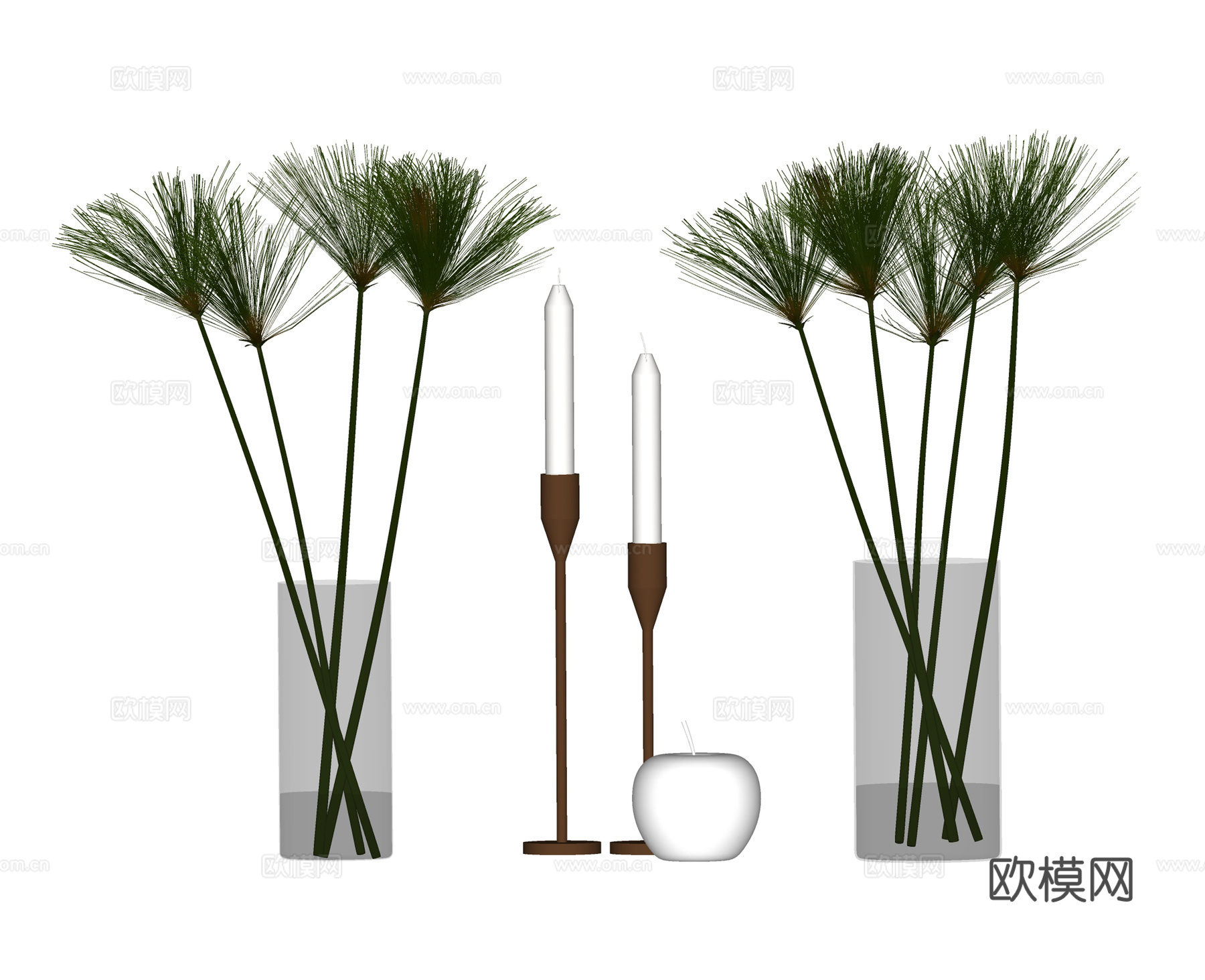 现代玻璃花瓶花艺  玻璃插花  室内花卉su模型