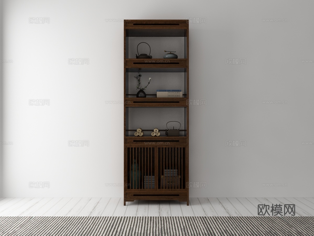 中式装饰柜摆件3d模型