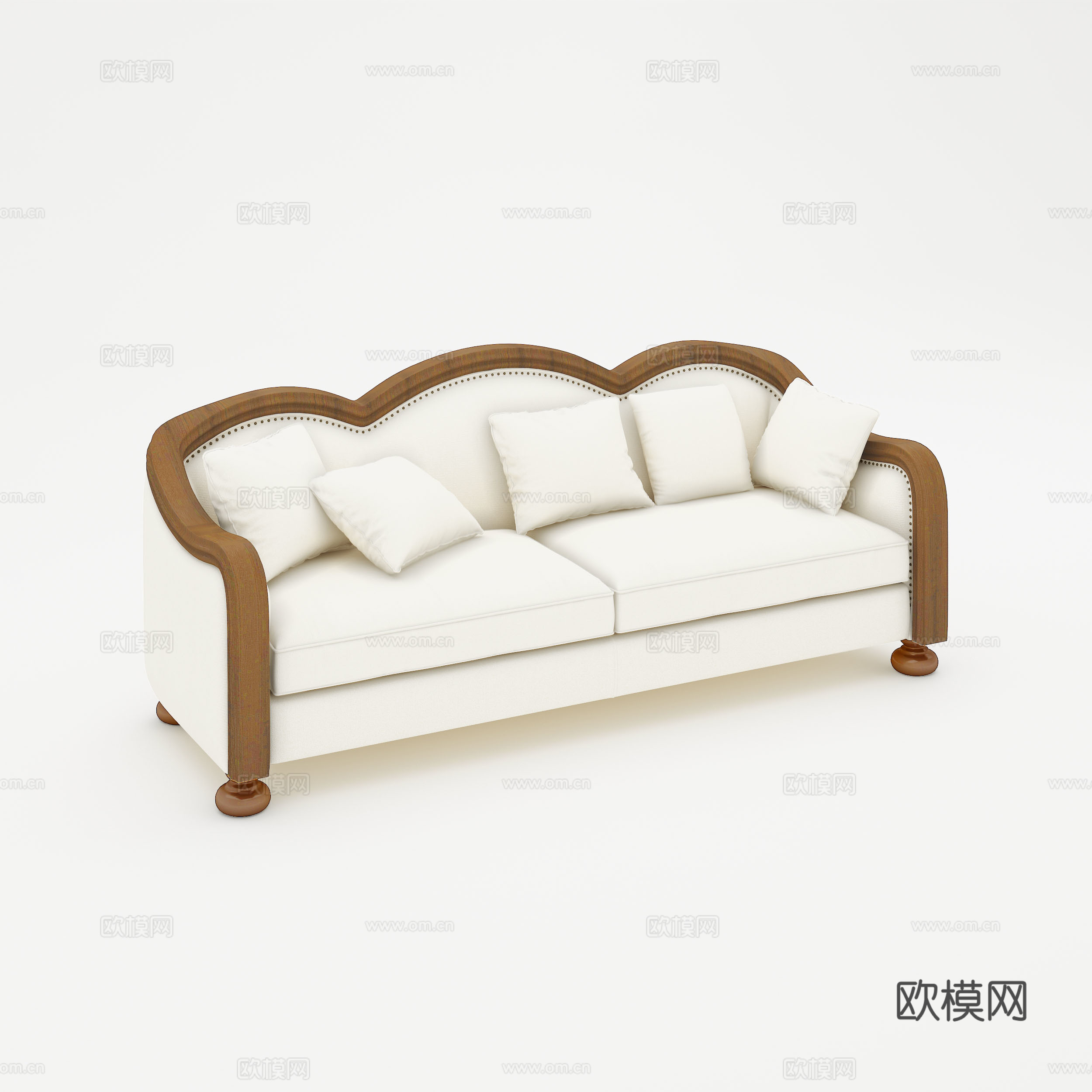 美式沙发白底图3d模型
