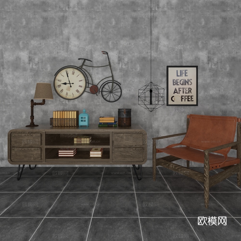 工业风装饰柜3d模型