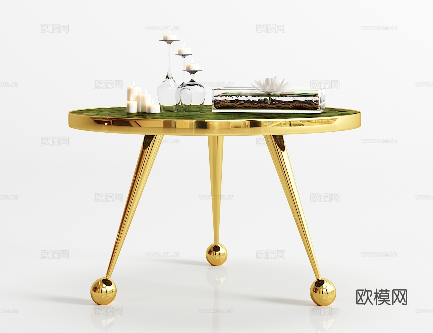 现代简约茶几摆件组合3d模型