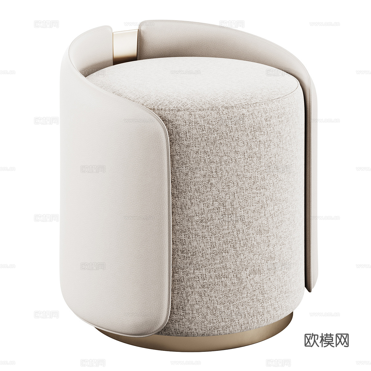 新中式布艺皮革凳子3d模型