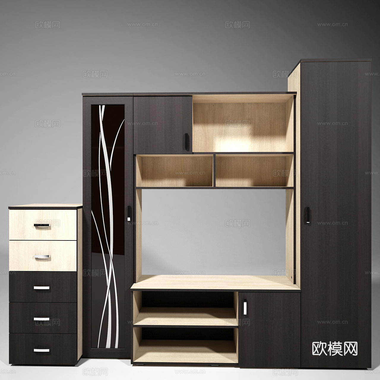 现代装饰柜组合3d模型