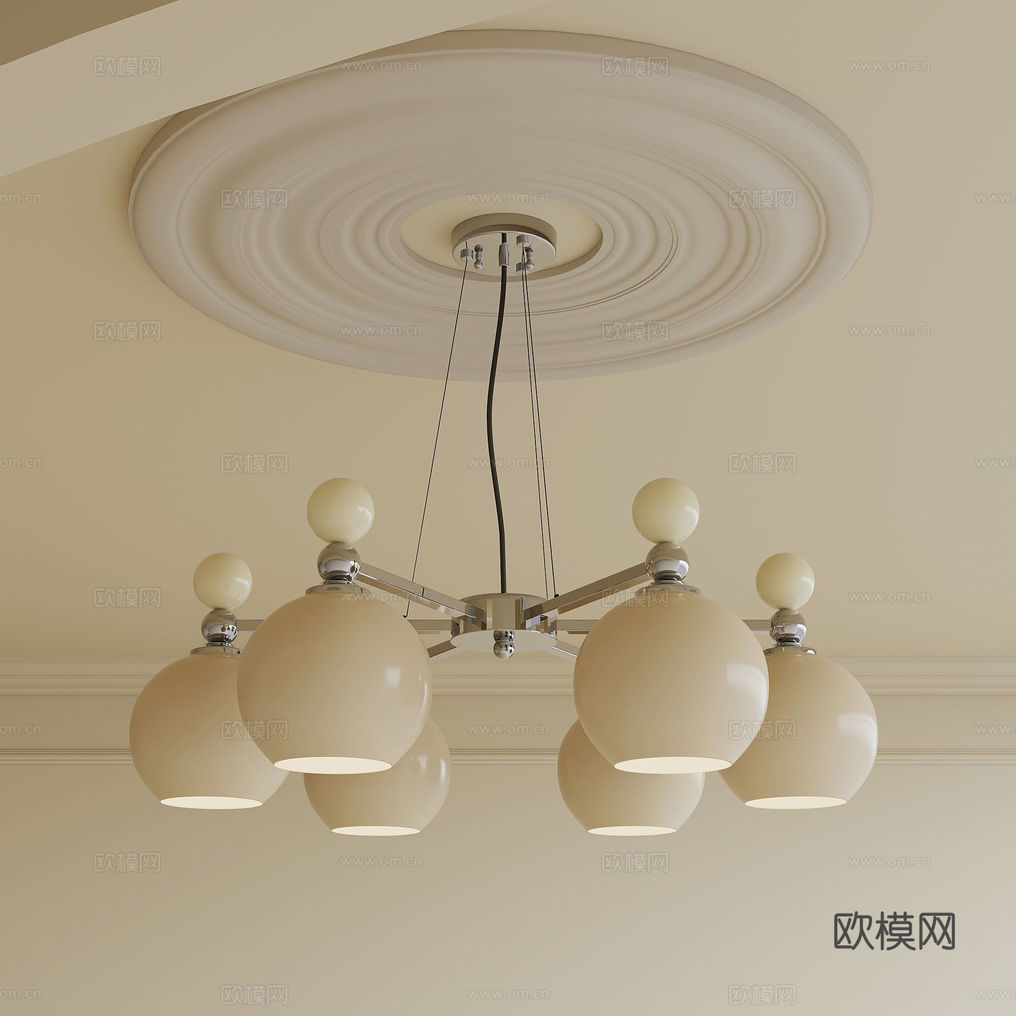 吊灯 法式奶油风吊灯 多头吊灯 餐厅吊灯3d模型