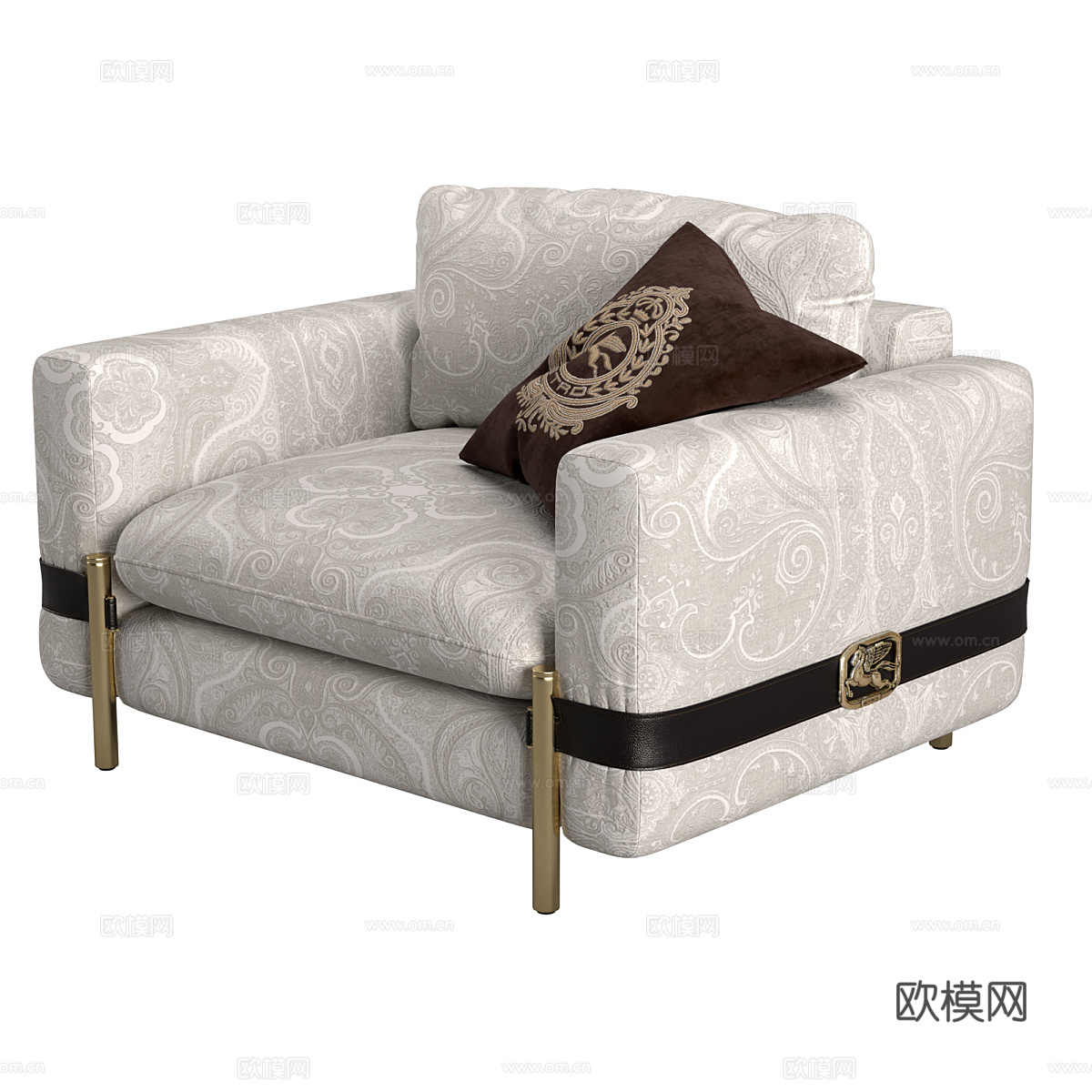 现代意式轻奢布艺扶手椅3d模型