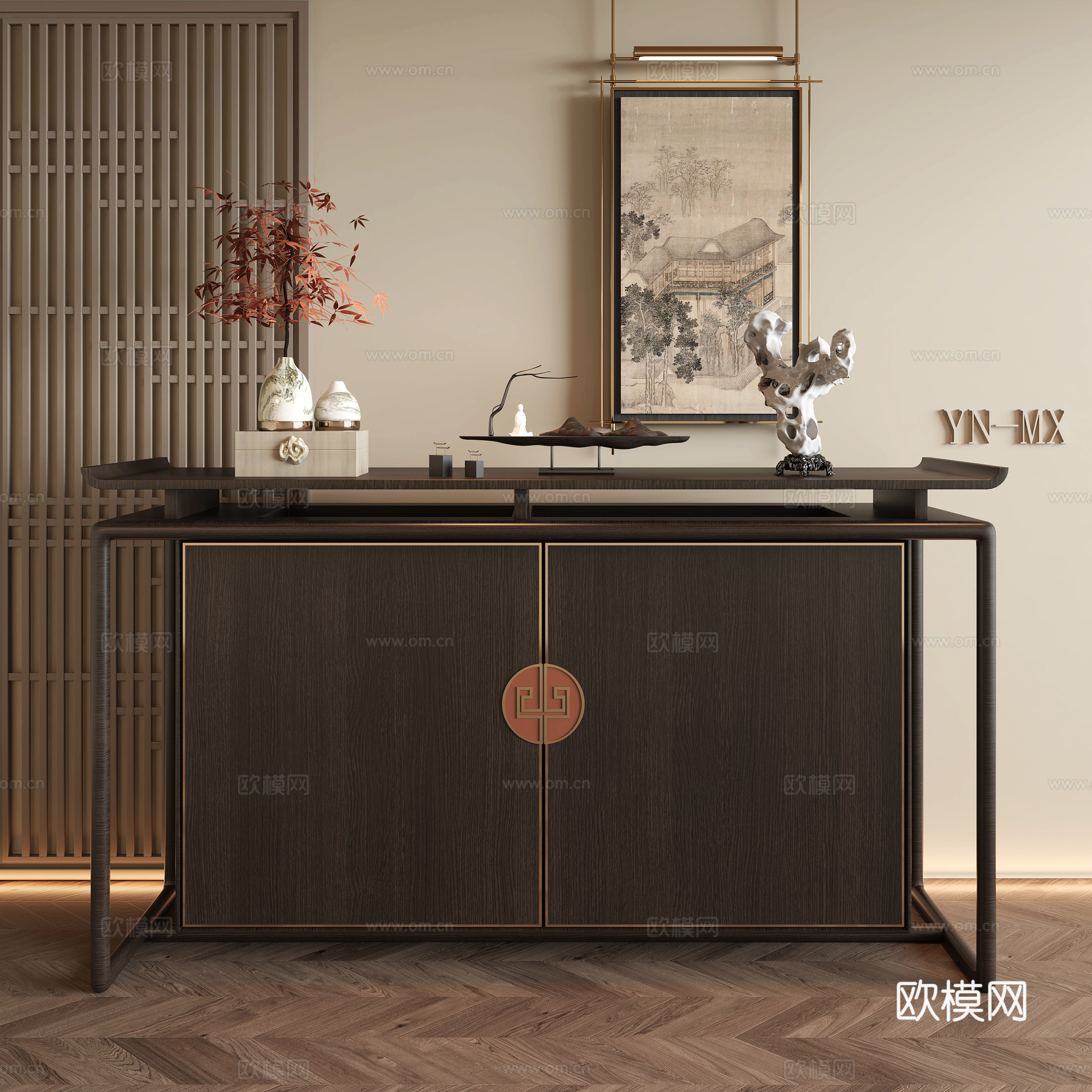新中式边柜玄关柜3d模型