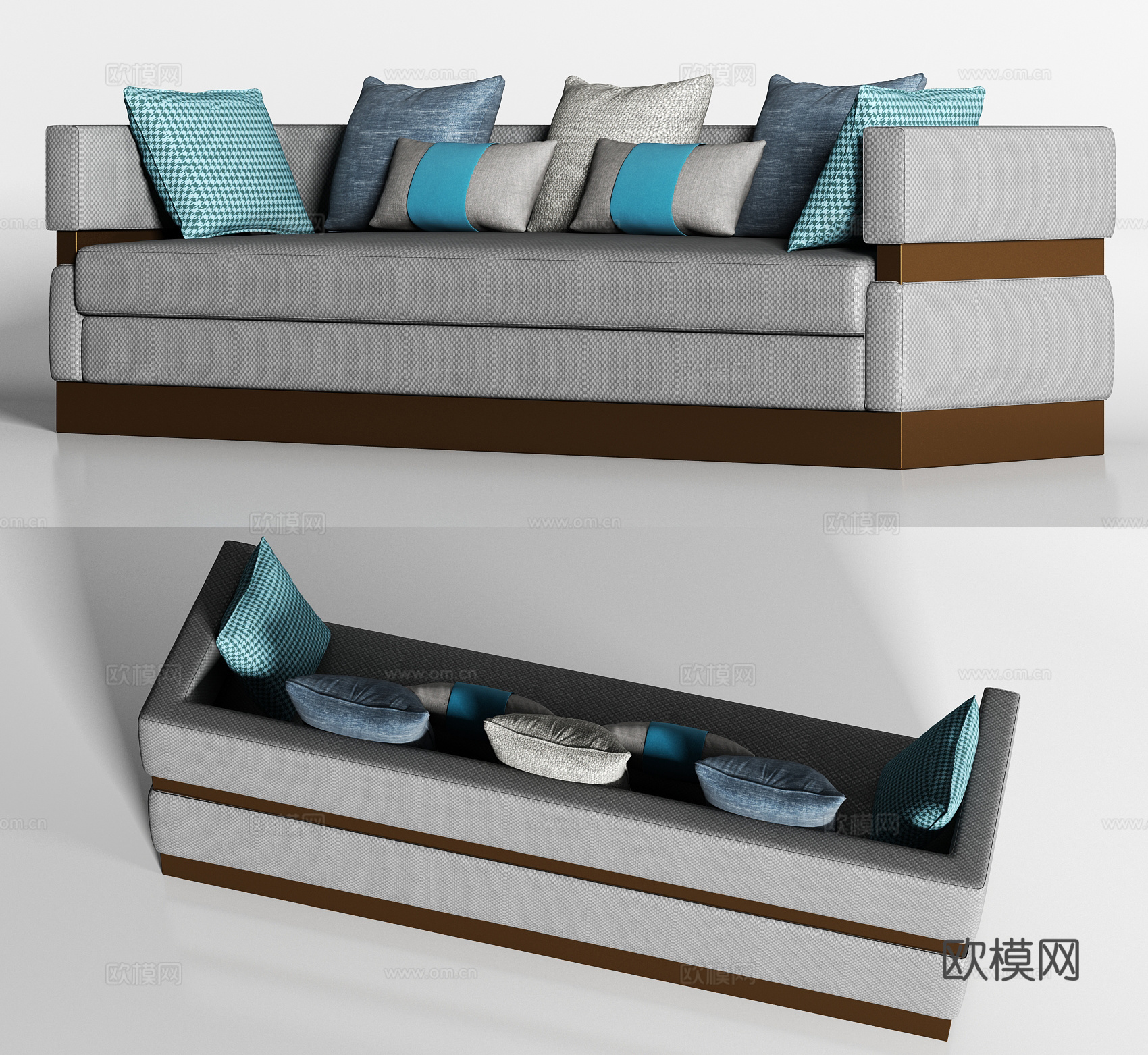 现代多人沙发枕头组合3d模型