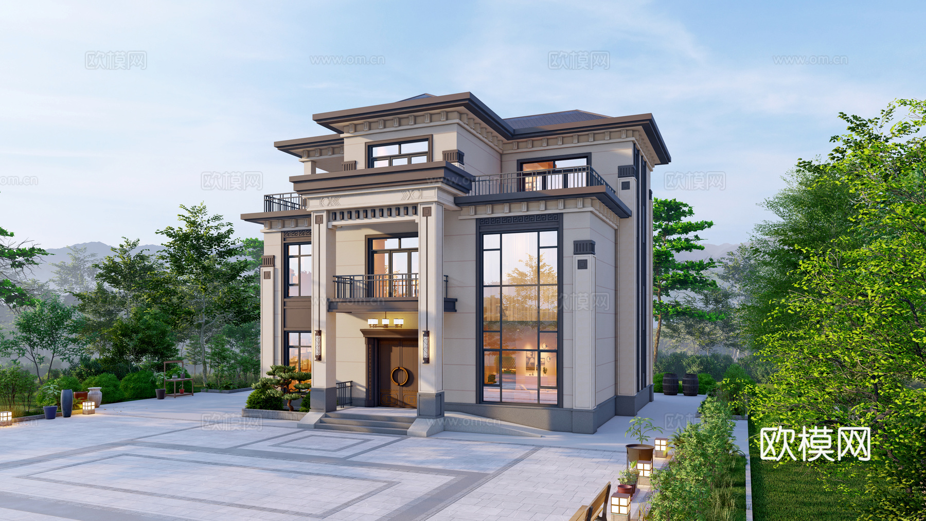 欧式独栋别墅  自建房su模型