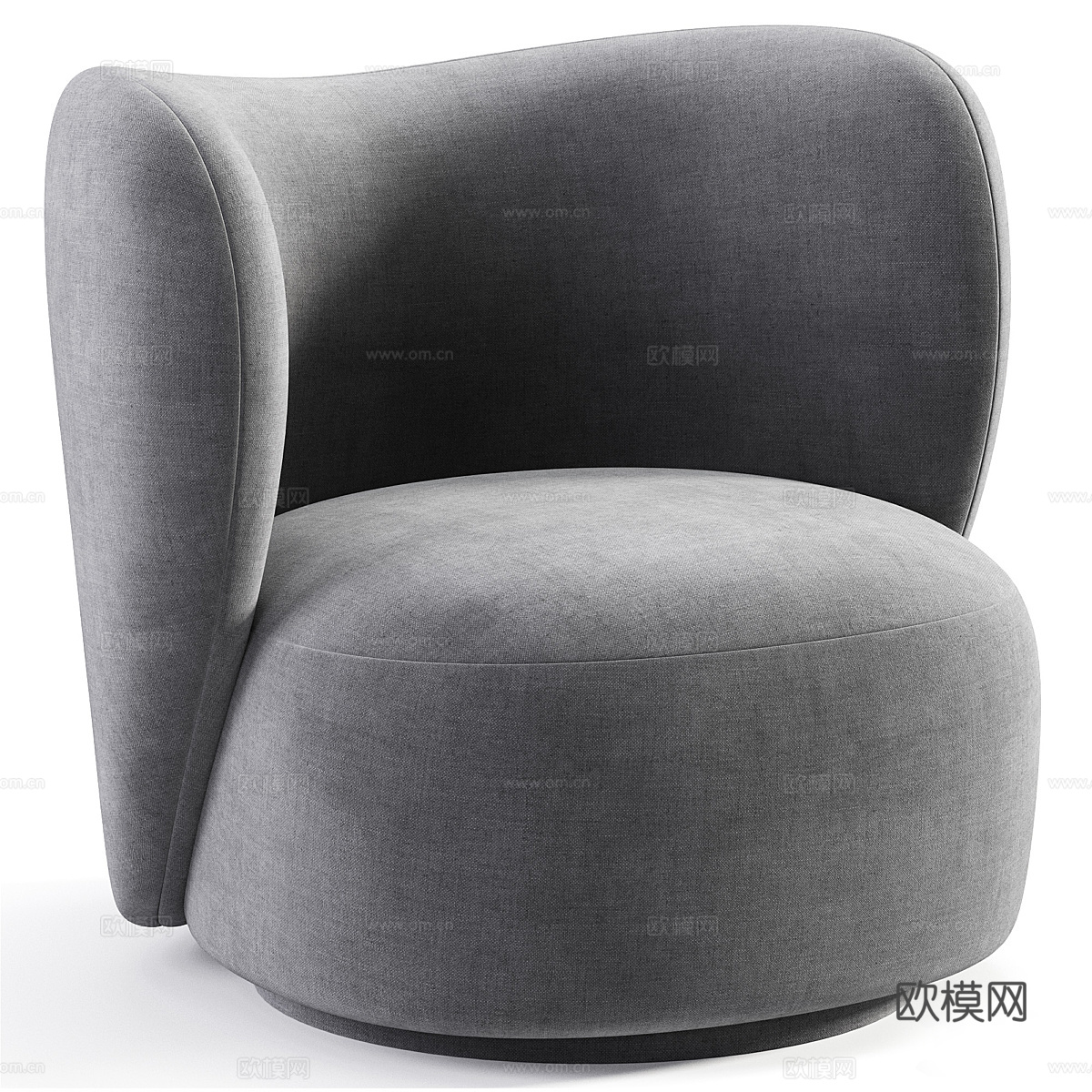 现代奶油风布艺扶手椅3d模型