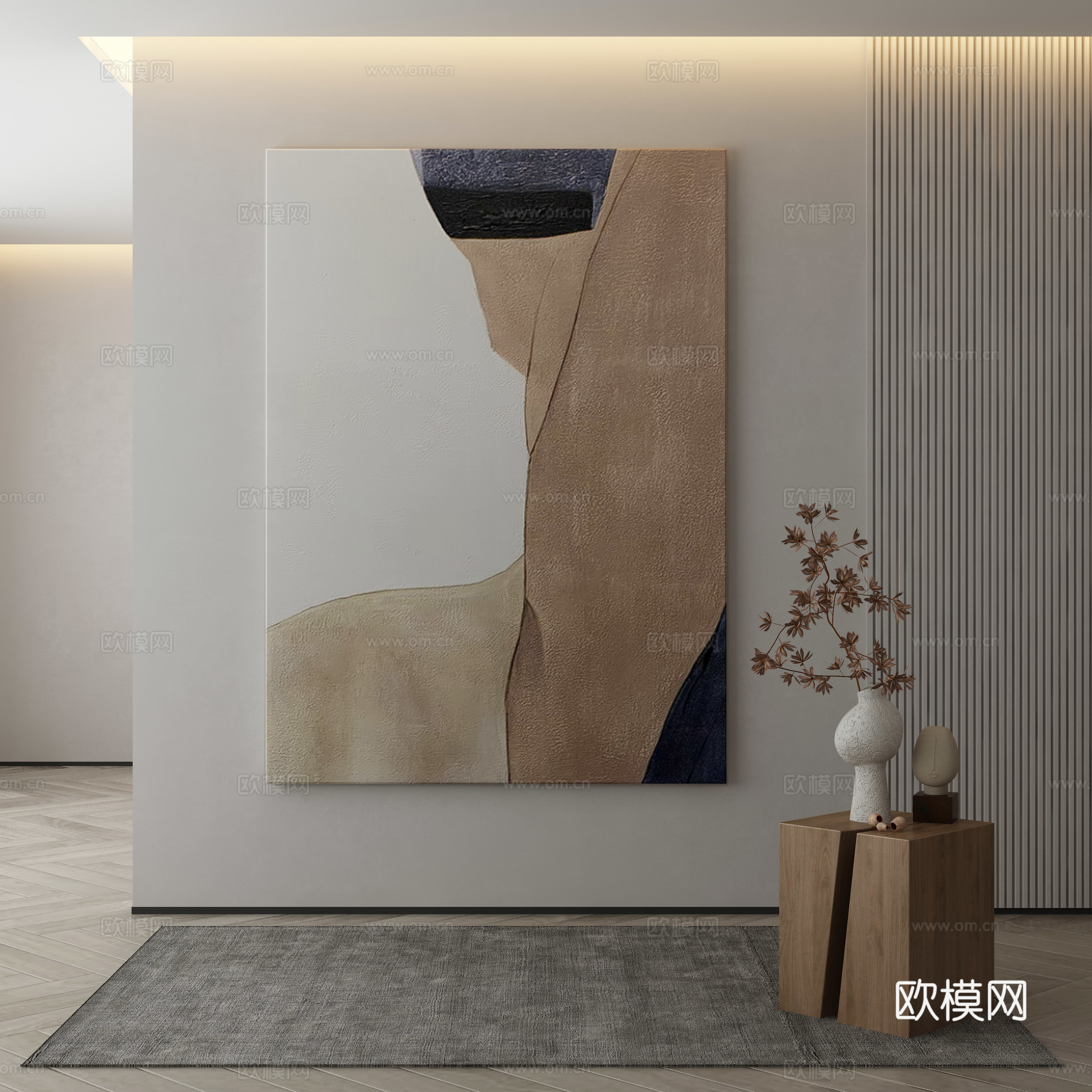 现代侘寂挂画 油画3d模型