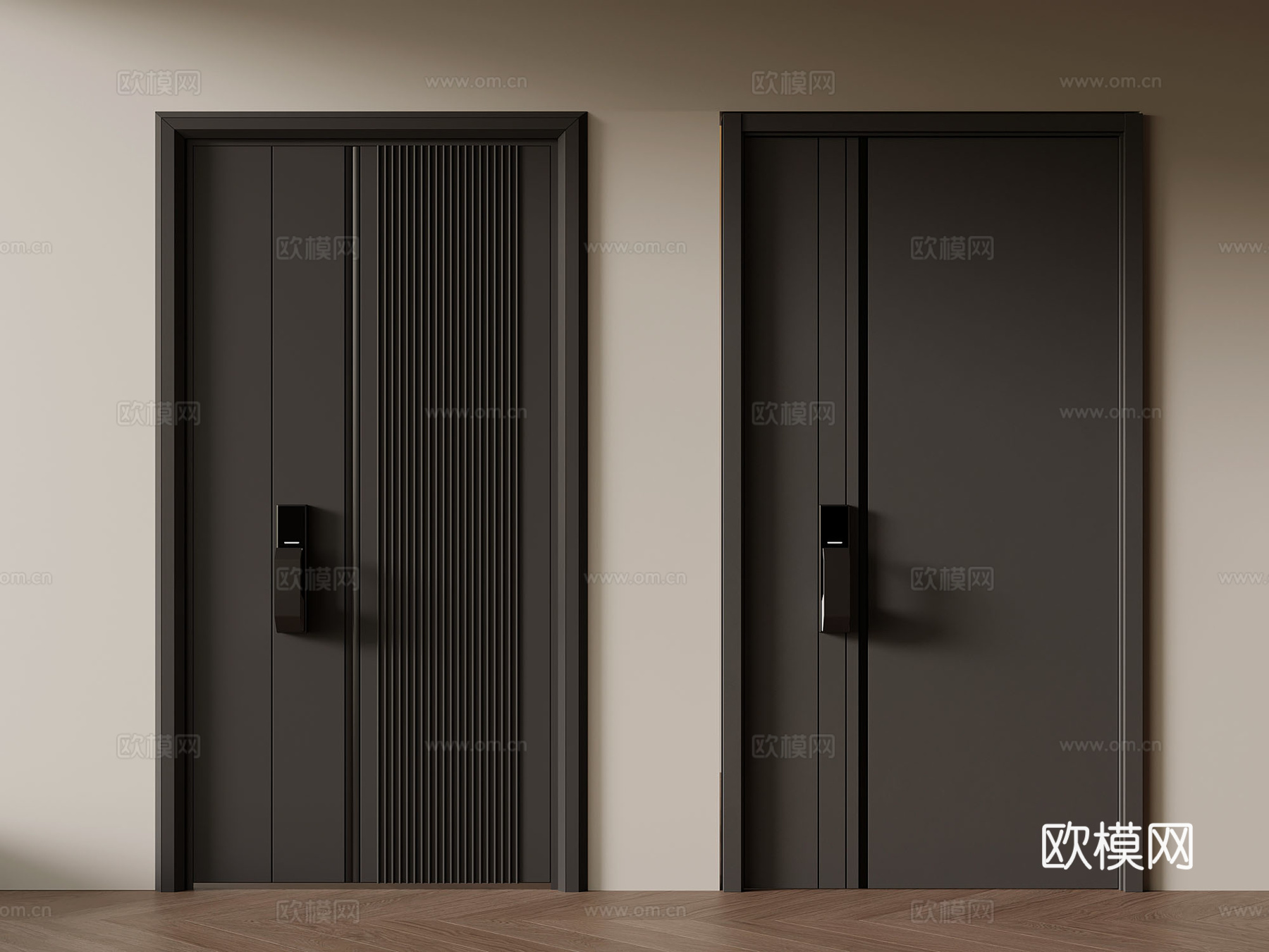 门 现代子母门 入户门 防盗门3d模型