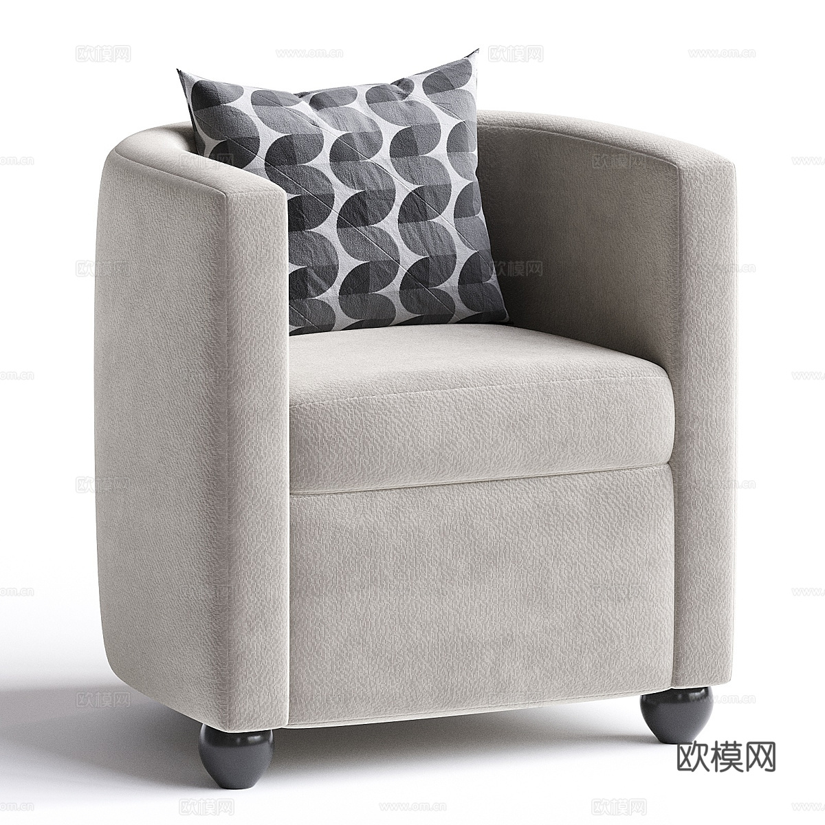 美式简约布艺扶手椅3d模型