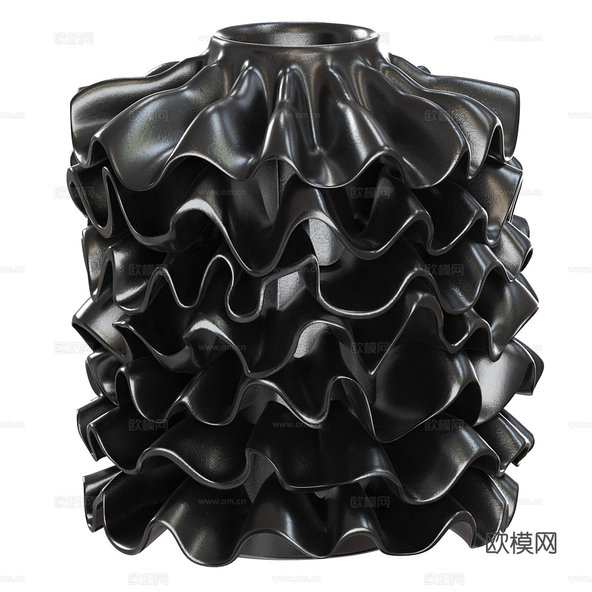 现代陶瓷丝带花瓶3d模型