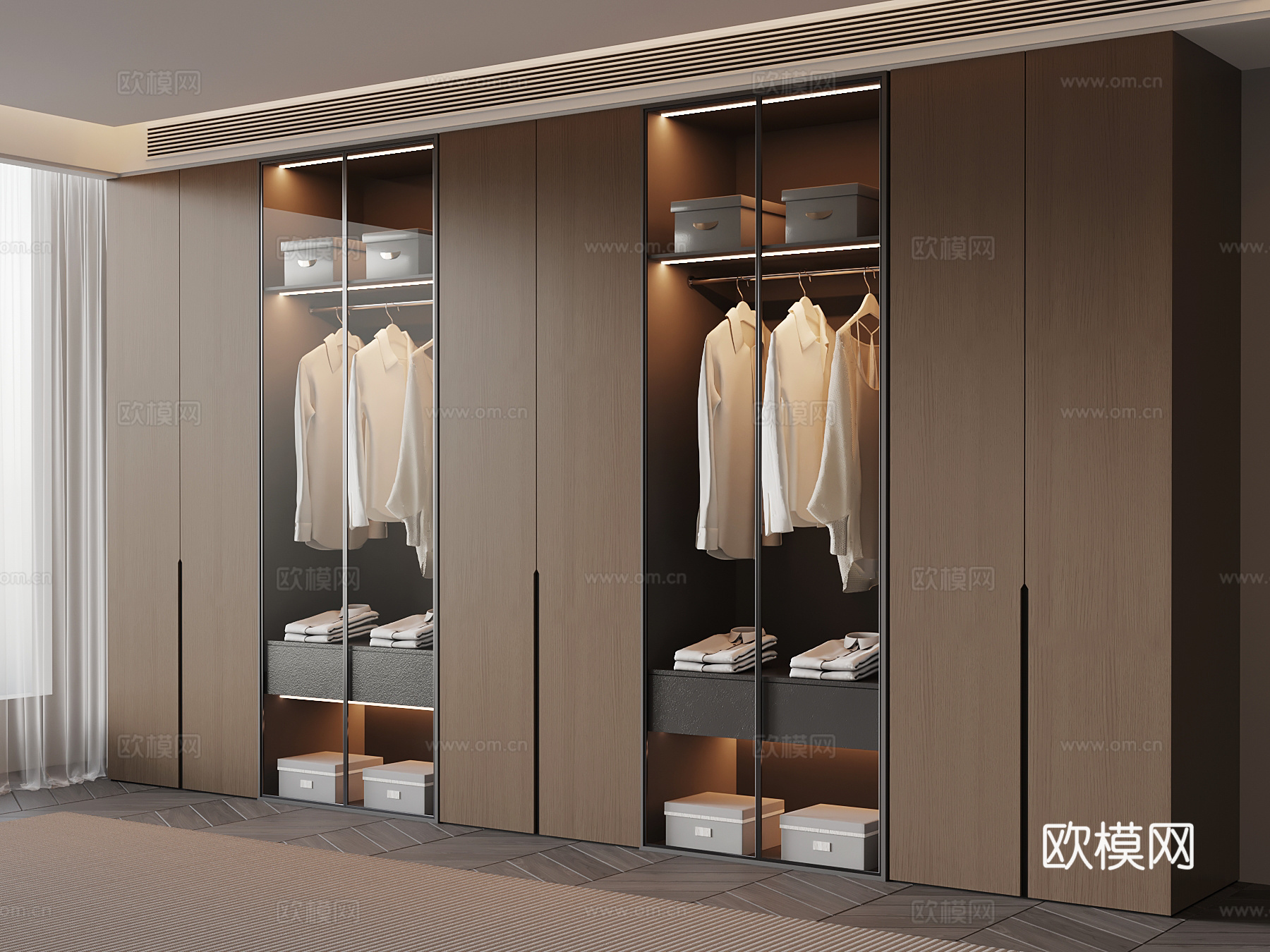 现代意式衣柜3d模型下载