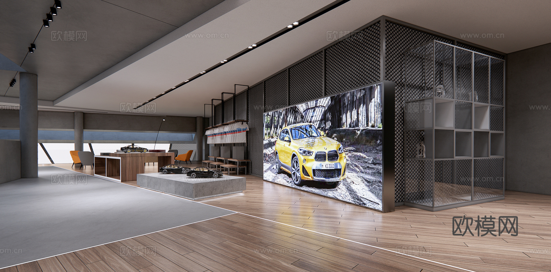 bmw宝马4s店全套效果图，车模型su模型