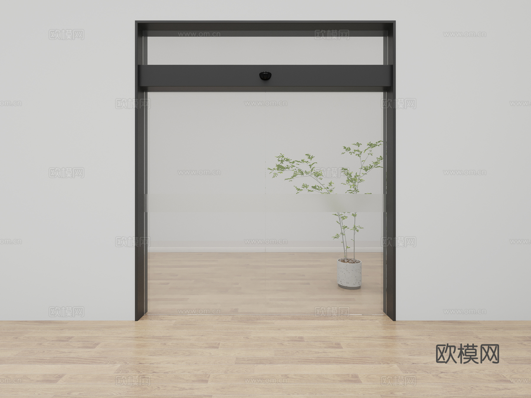 现代玻璃门3d模型