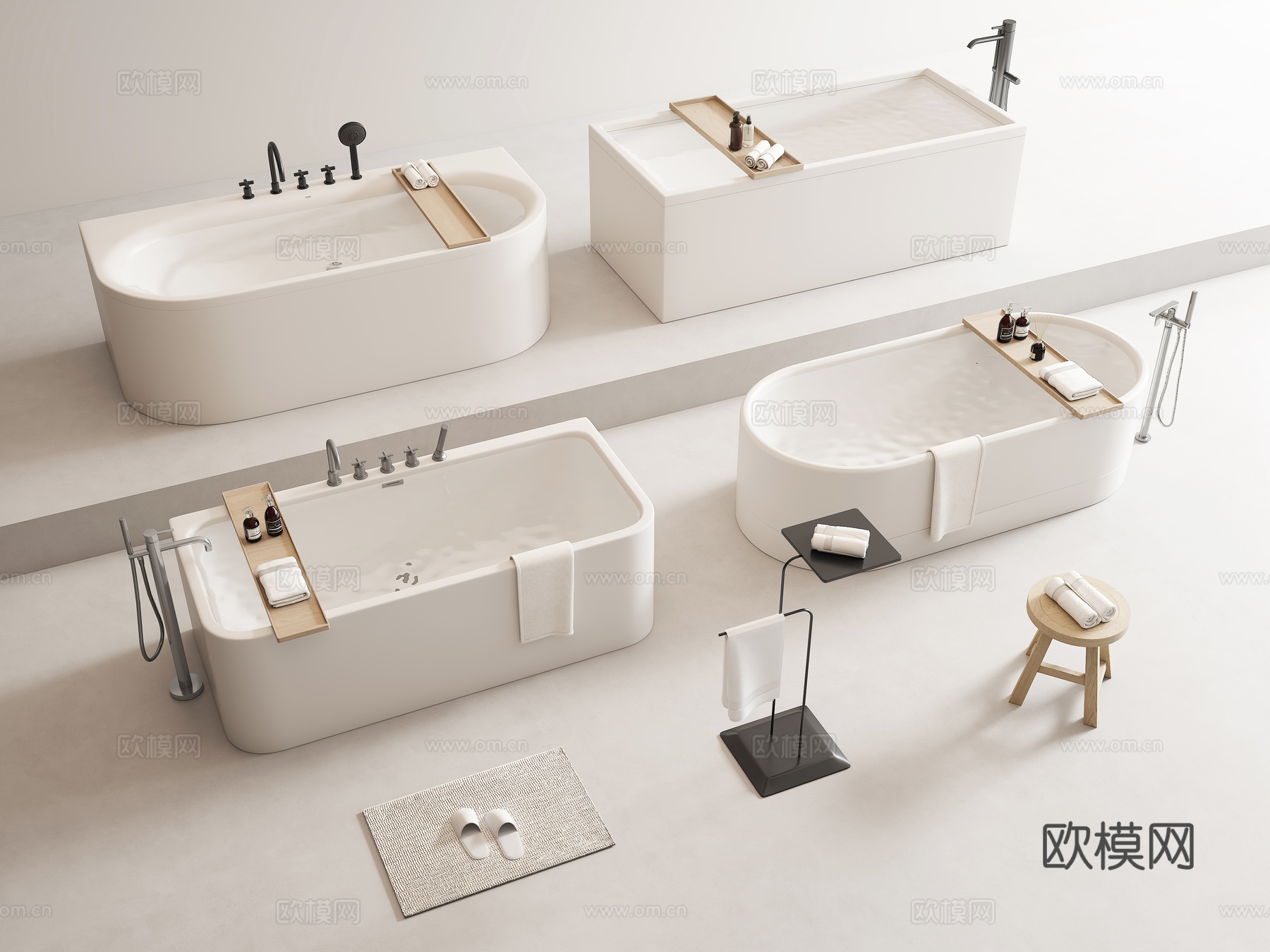 现代浴缸组合3d模型下载