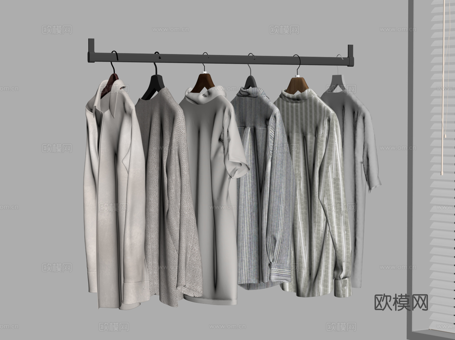 现代衣服 衣架su模型