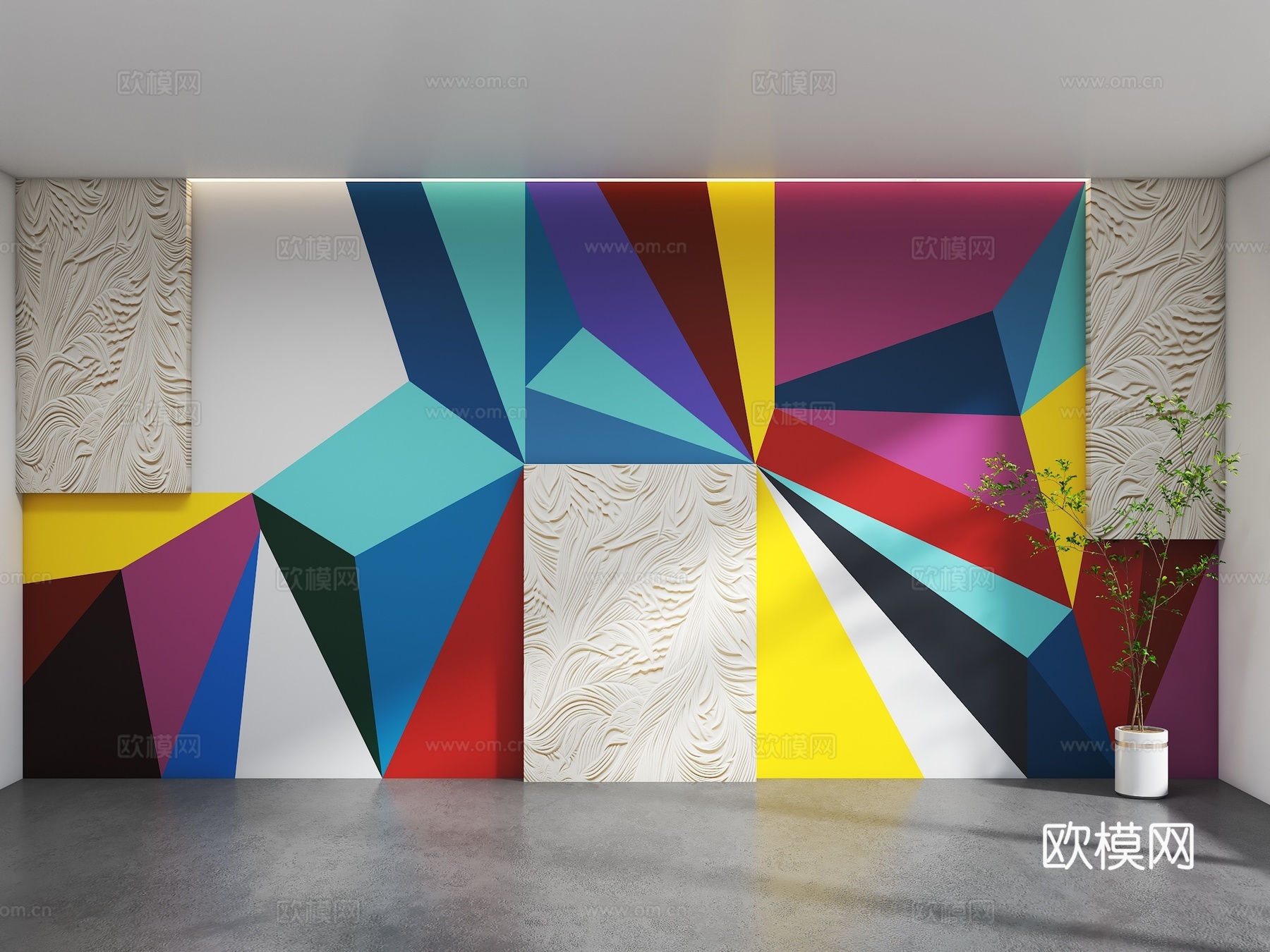 现代背景墙 几何背景墙 舞导教室墙 客厅背景墙 现代几何挂画3d模型