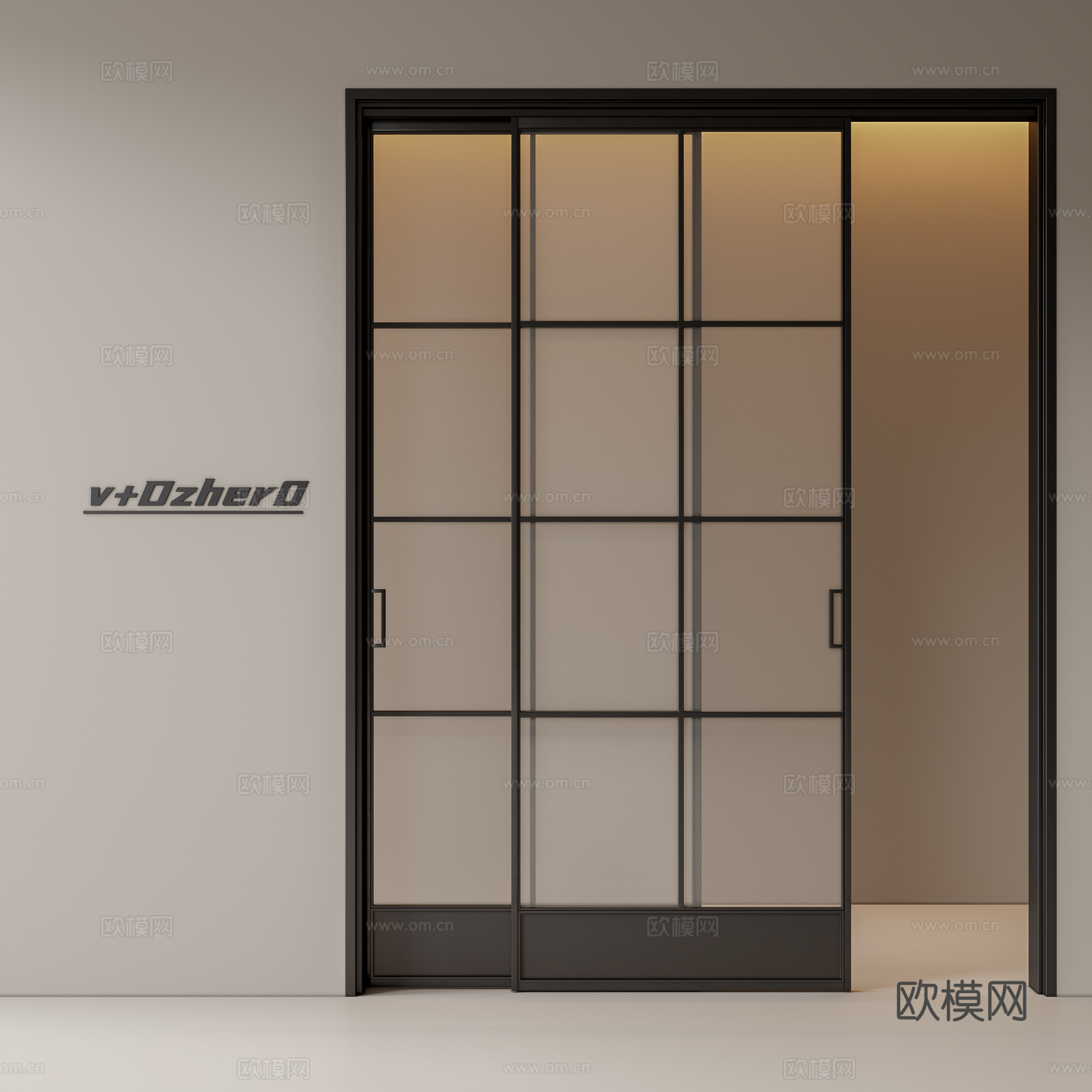 现代推拉门su模型