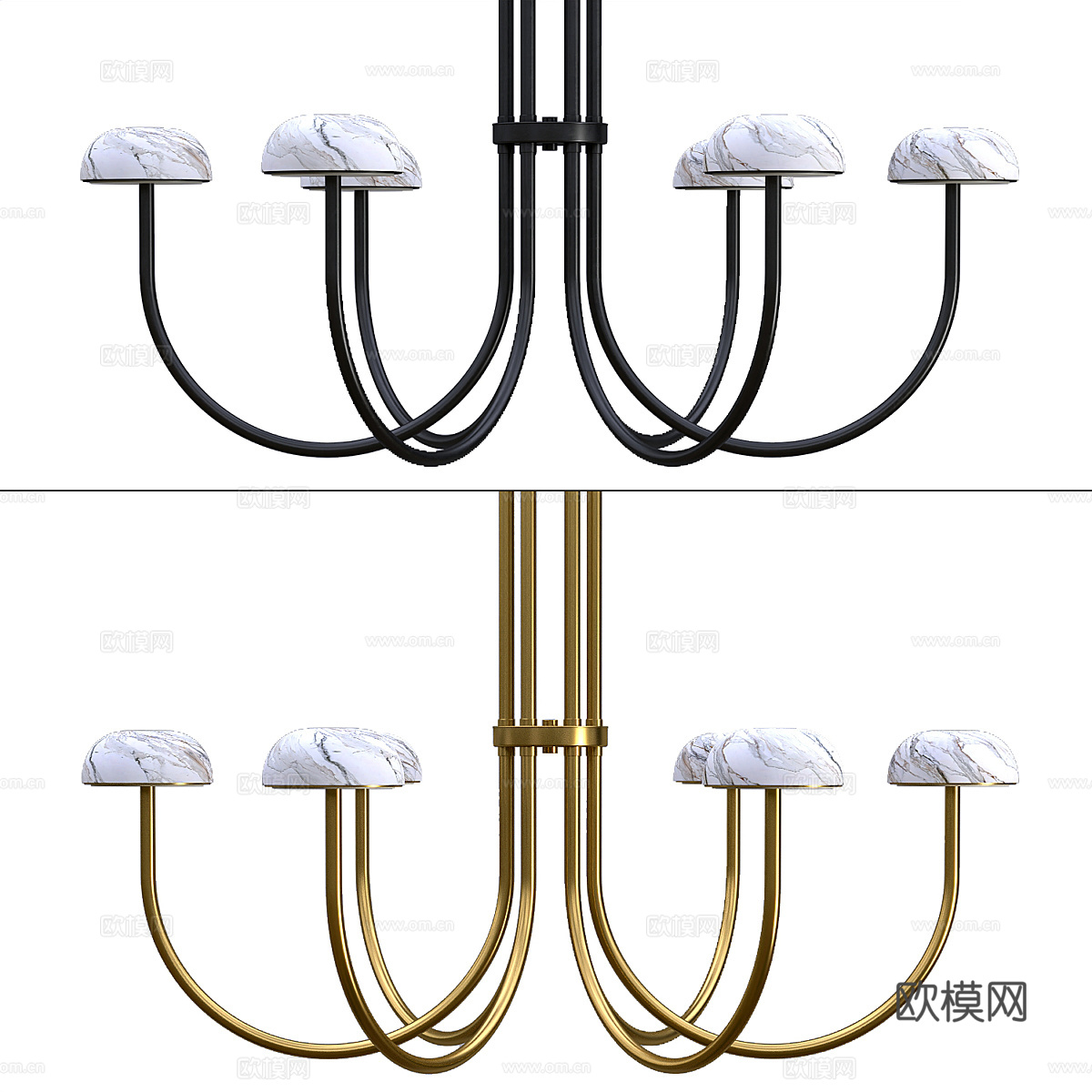 现代轻奢多头金属装饰吊灯3d模型