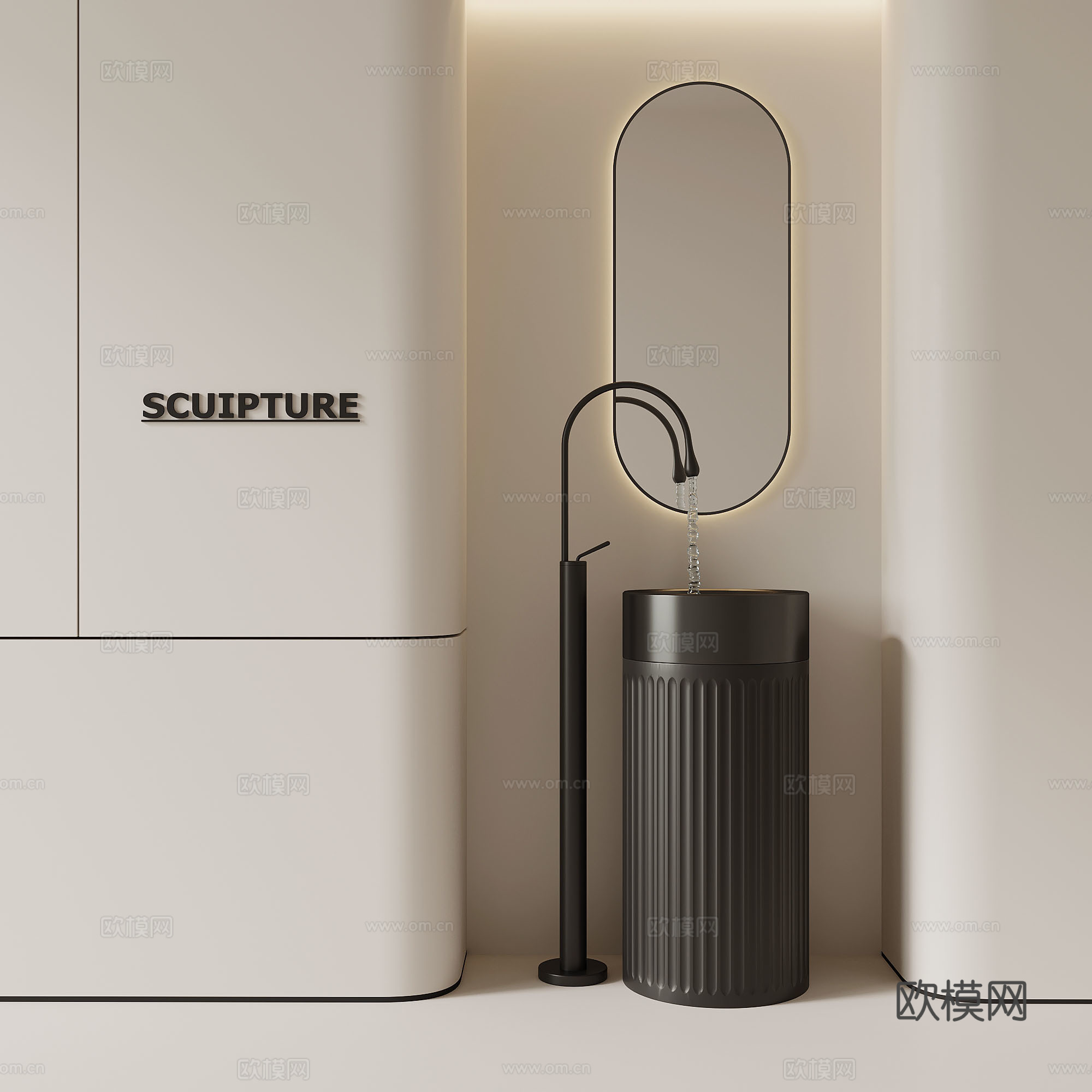 柱盆 现代柱盆 庭院柱盆 洗手池 洗手盆3d模型