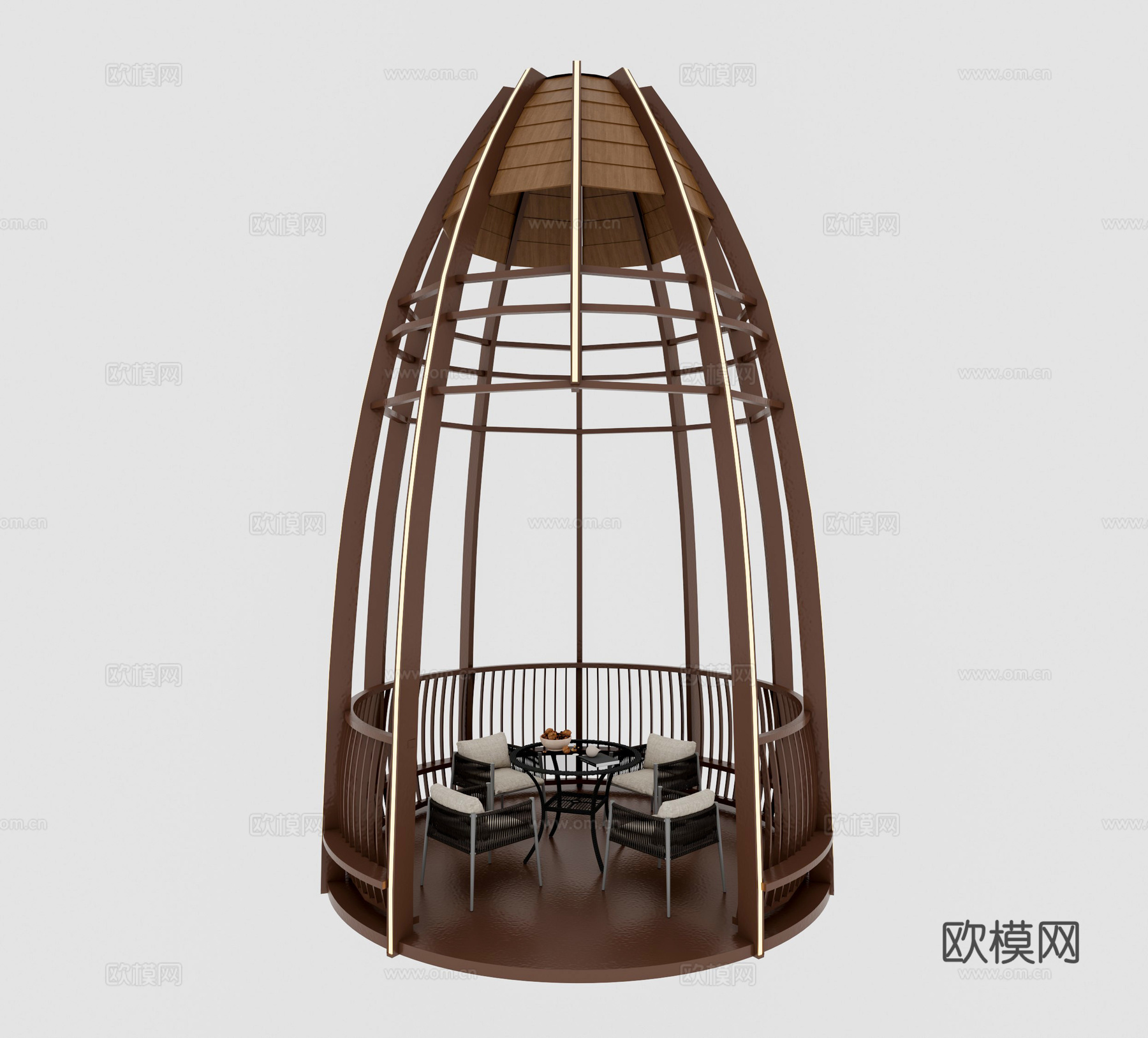 鸟笼休闲亭 亭子 鸟巢 园林庭院 新中式亭3d模型