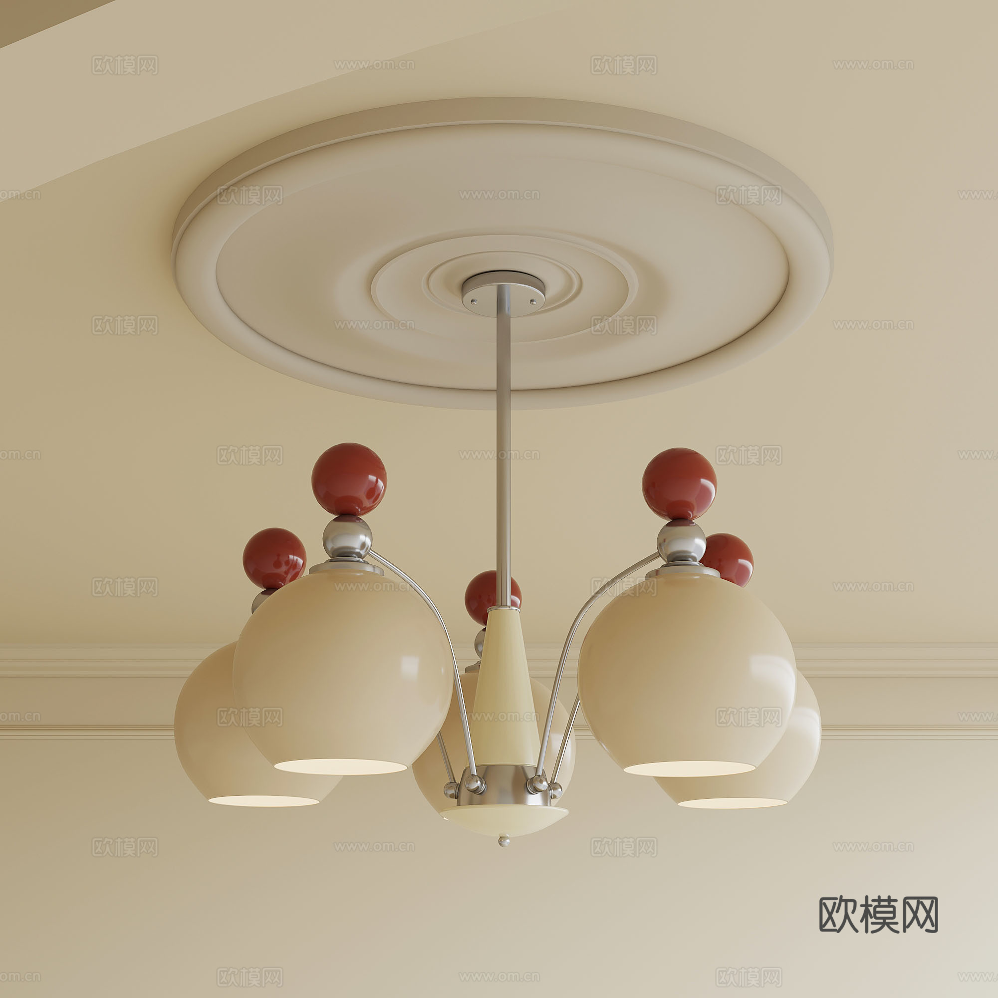 吊灯 法式奶油风吊灯 多头吊灯 餐厅吊灯3d模型