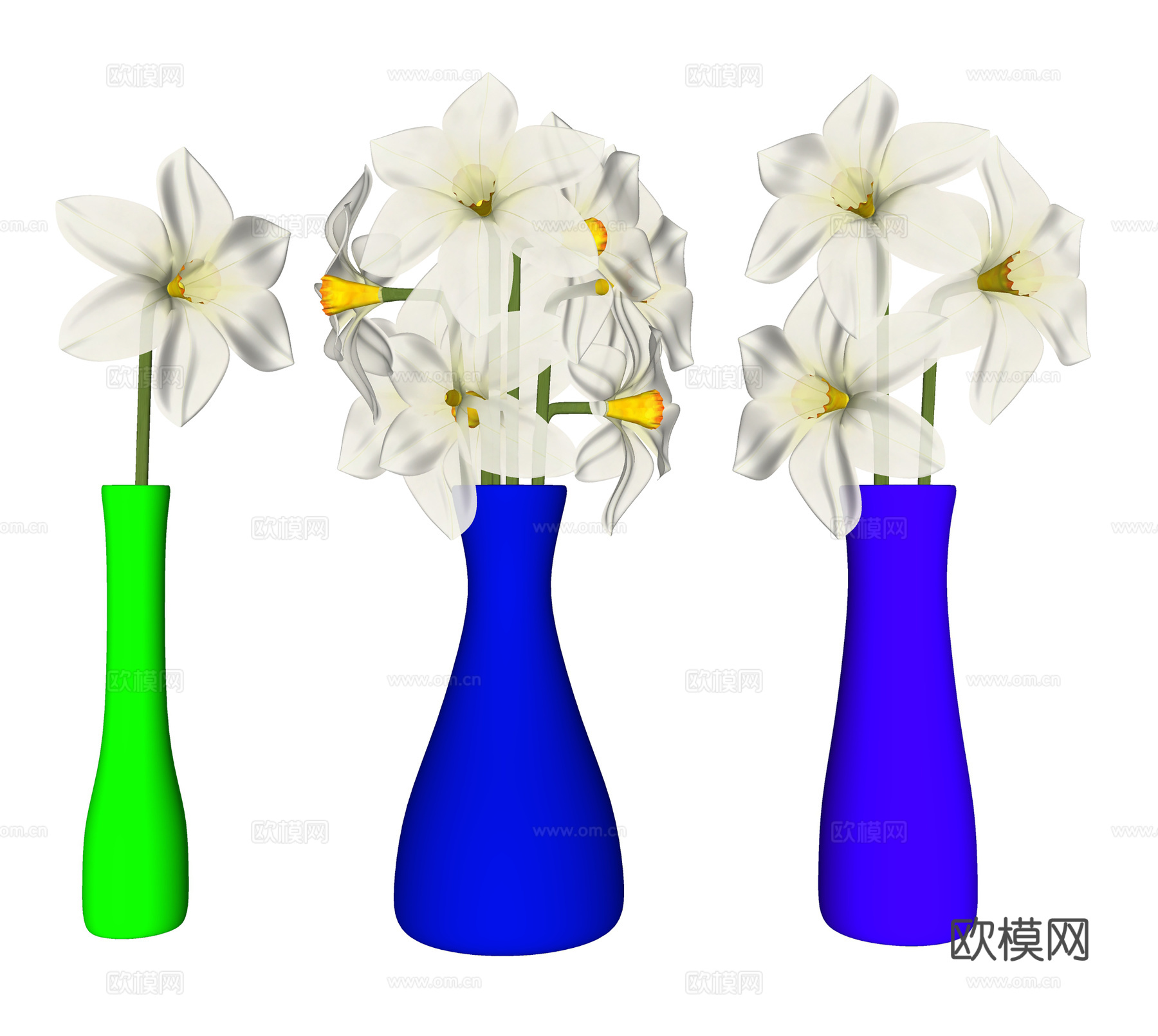 现代花瓶花卉 玻璃花瓶插花 花卉组合su模型
