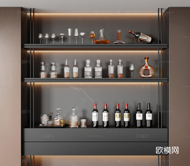 現代酒架3d模型下載