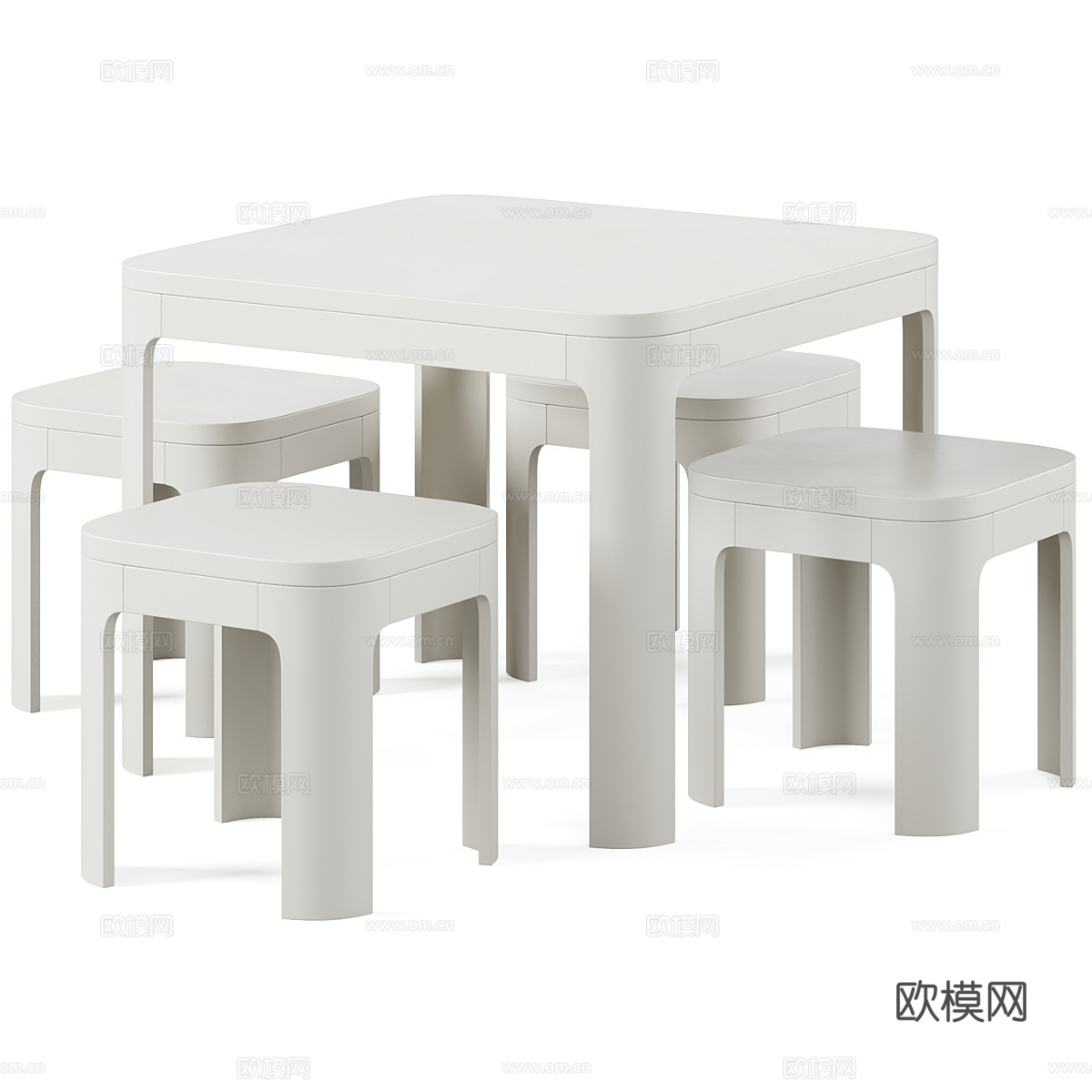 现代意式奶油风儿童桌椅3d模型