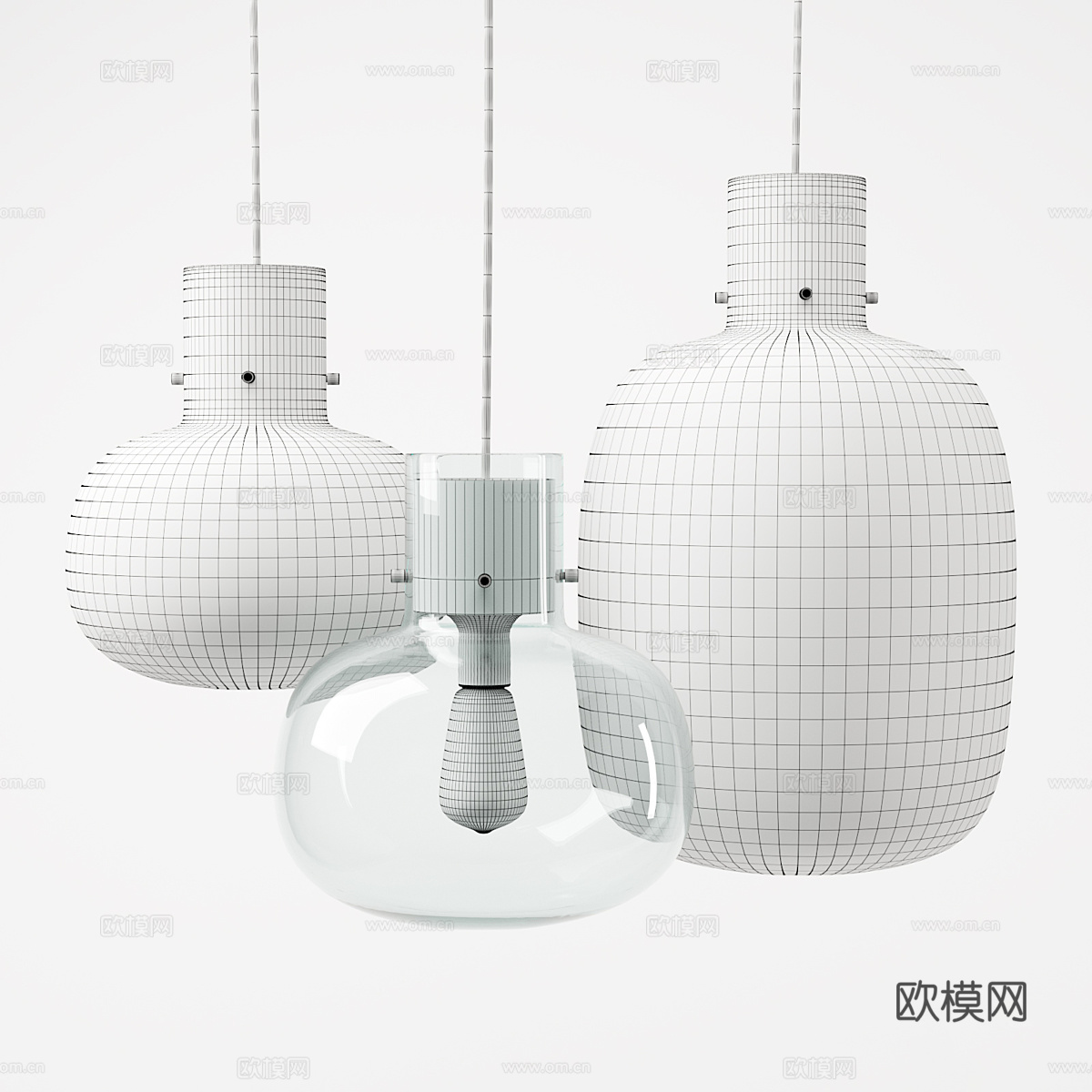 现代轻奢金属球形玻璃吊顶3d模型