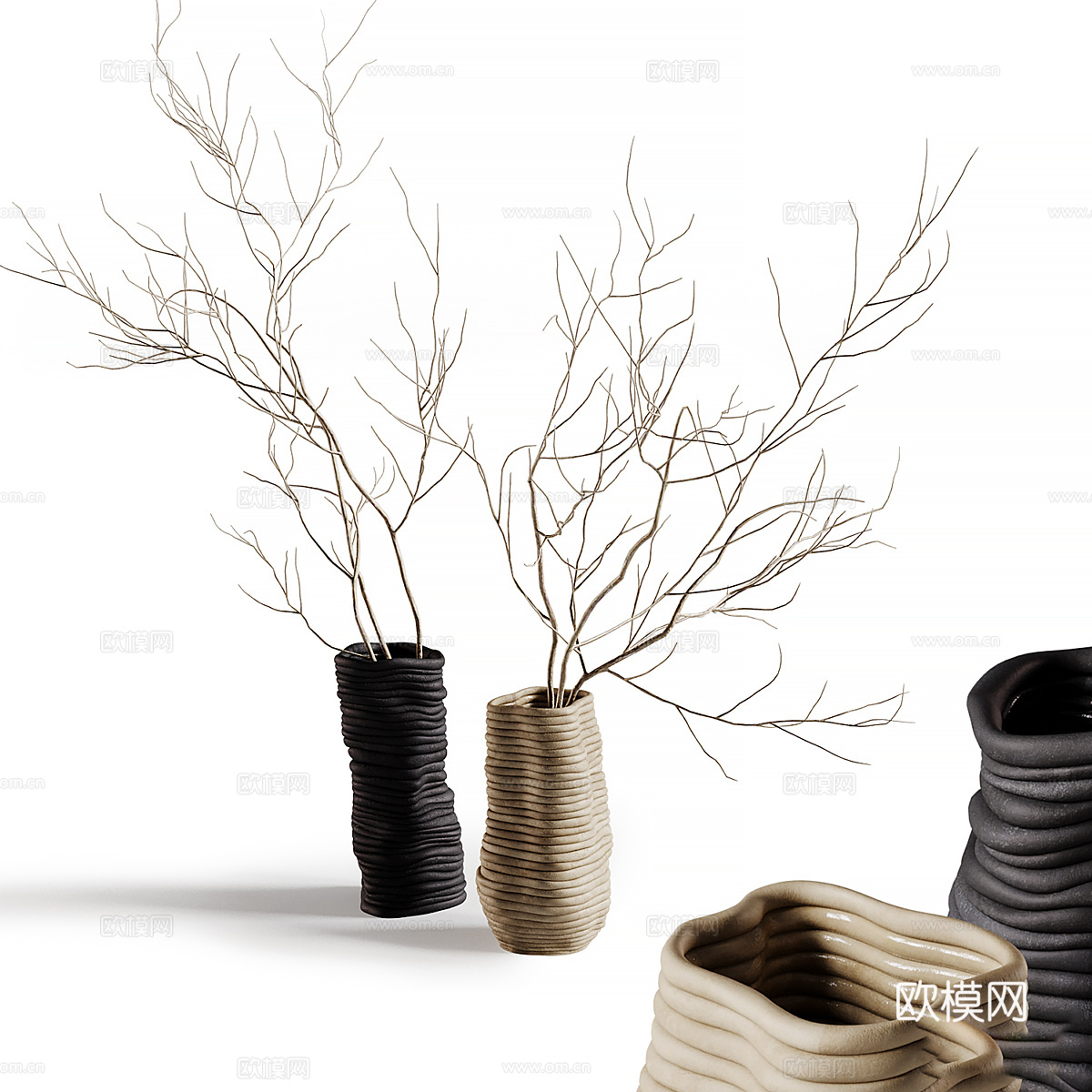 新中式侘寂花瓶花艺3d模型