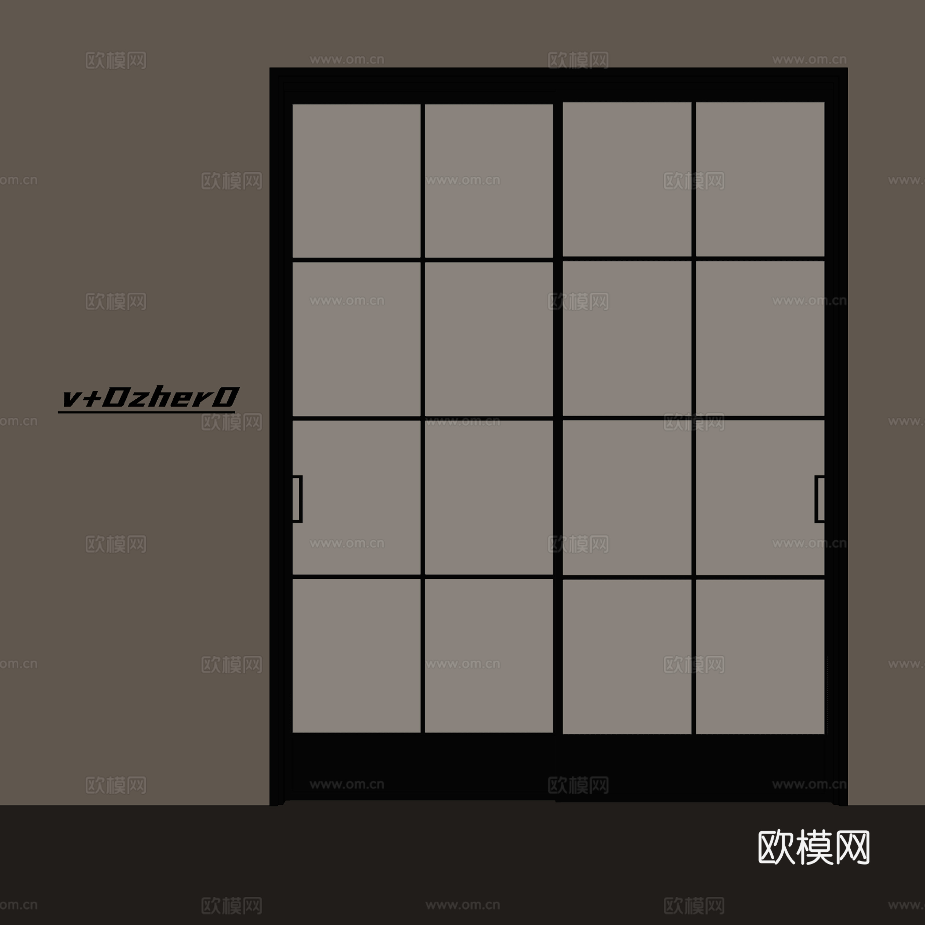 现代推拉门su模型