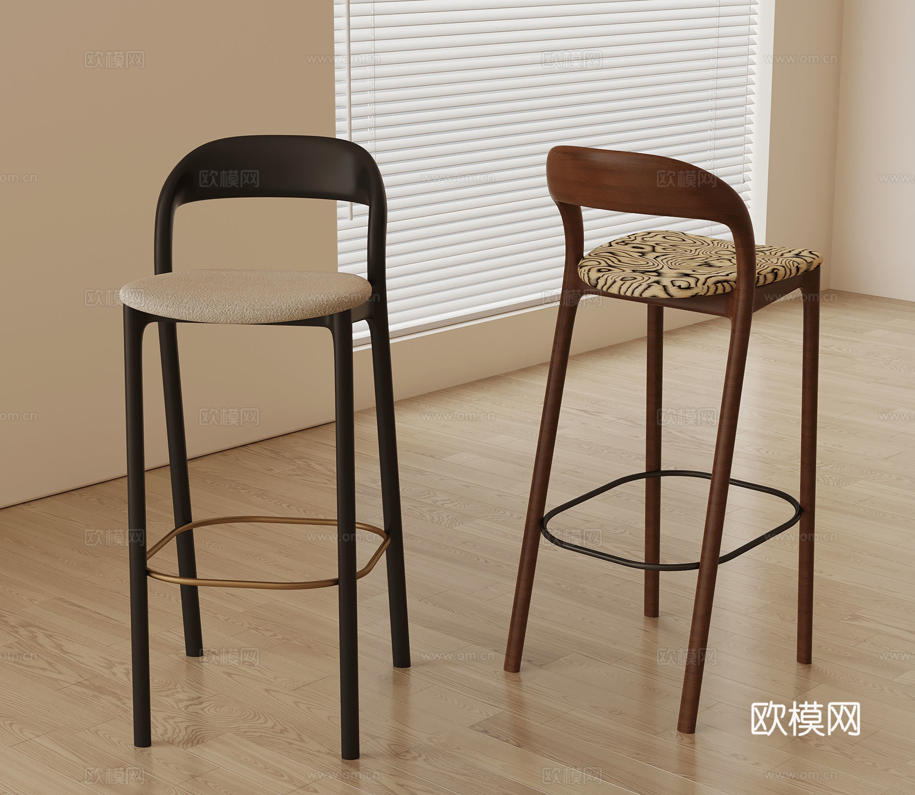 吧凳 法式中古吧凳 吧椅su模型
