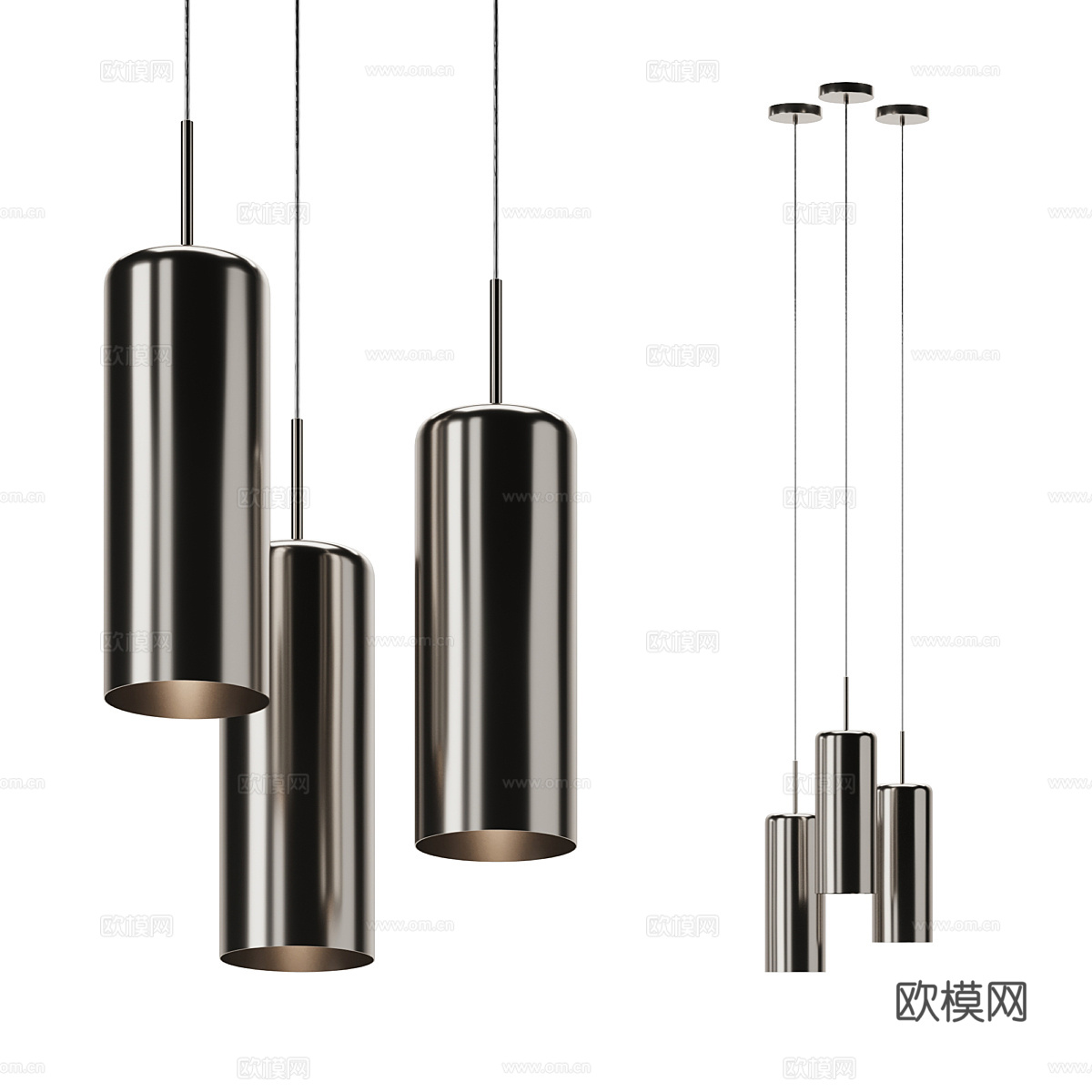 现代极简金属装饰吊线灯3d模型