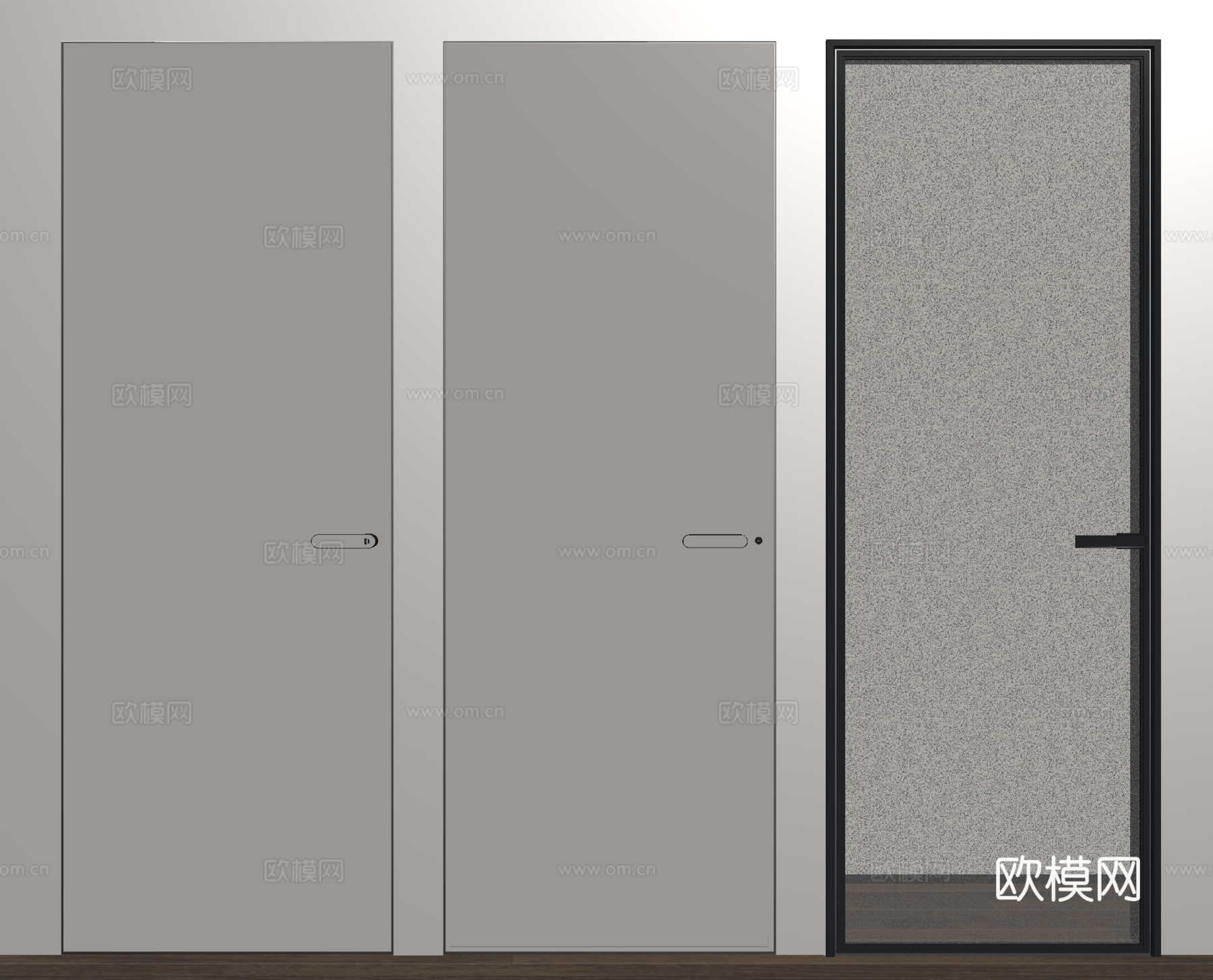 现代隐形门 无框门 窄边门 极简门 卧室门 卧室暗门 木材su模型