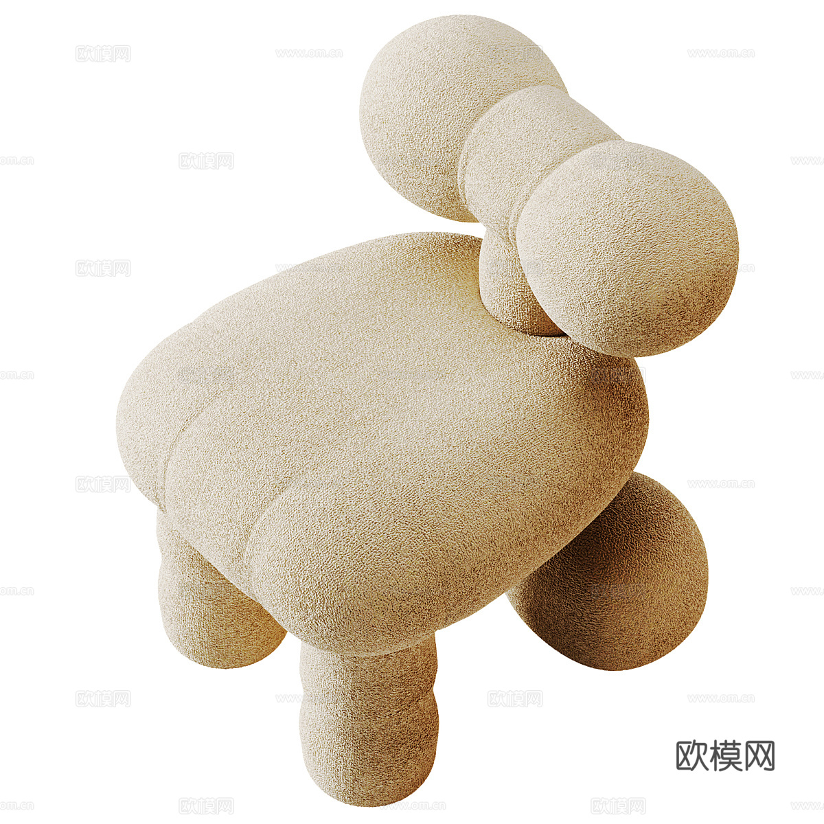 现代奶油风布艺休闲椅3d模型