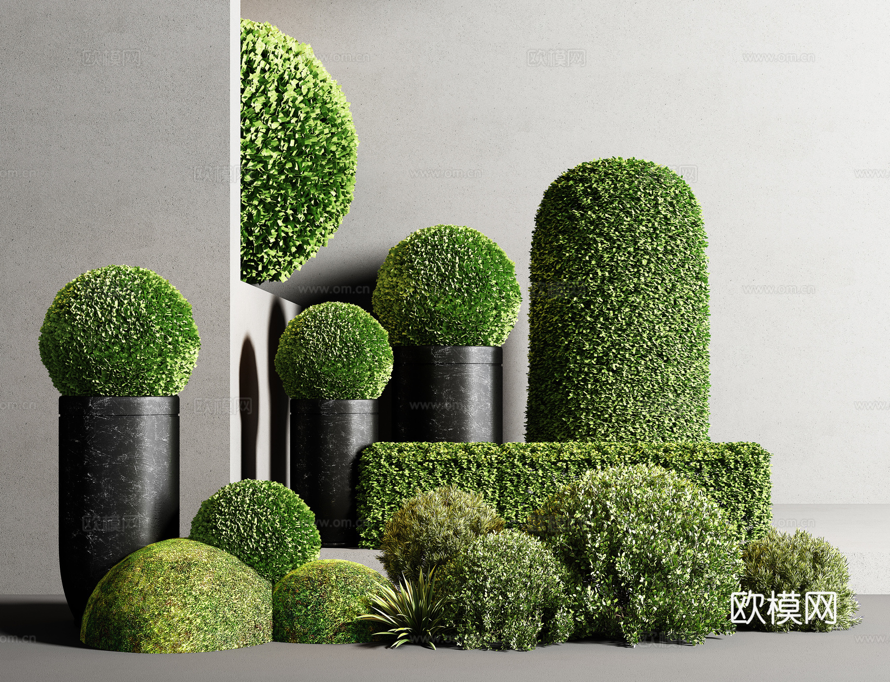 现代苔藓盆栽3d模型
