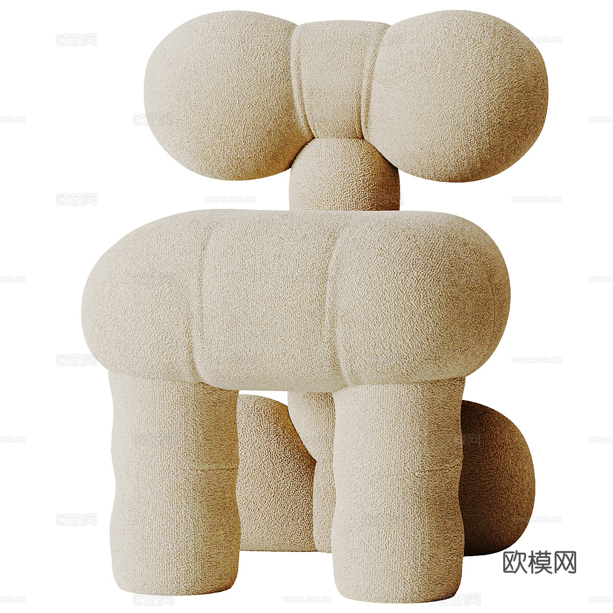 现代奶油风布艺休闲椅3d模型