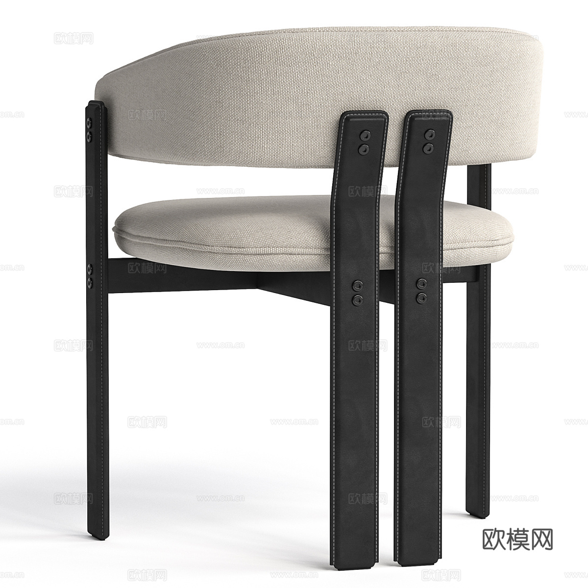 现代意式布艺皮革椅子3d模型