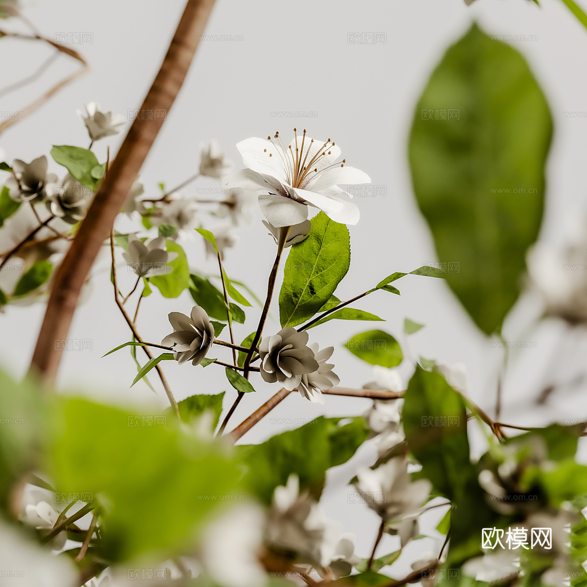 新中式花瓶花艺3d模型