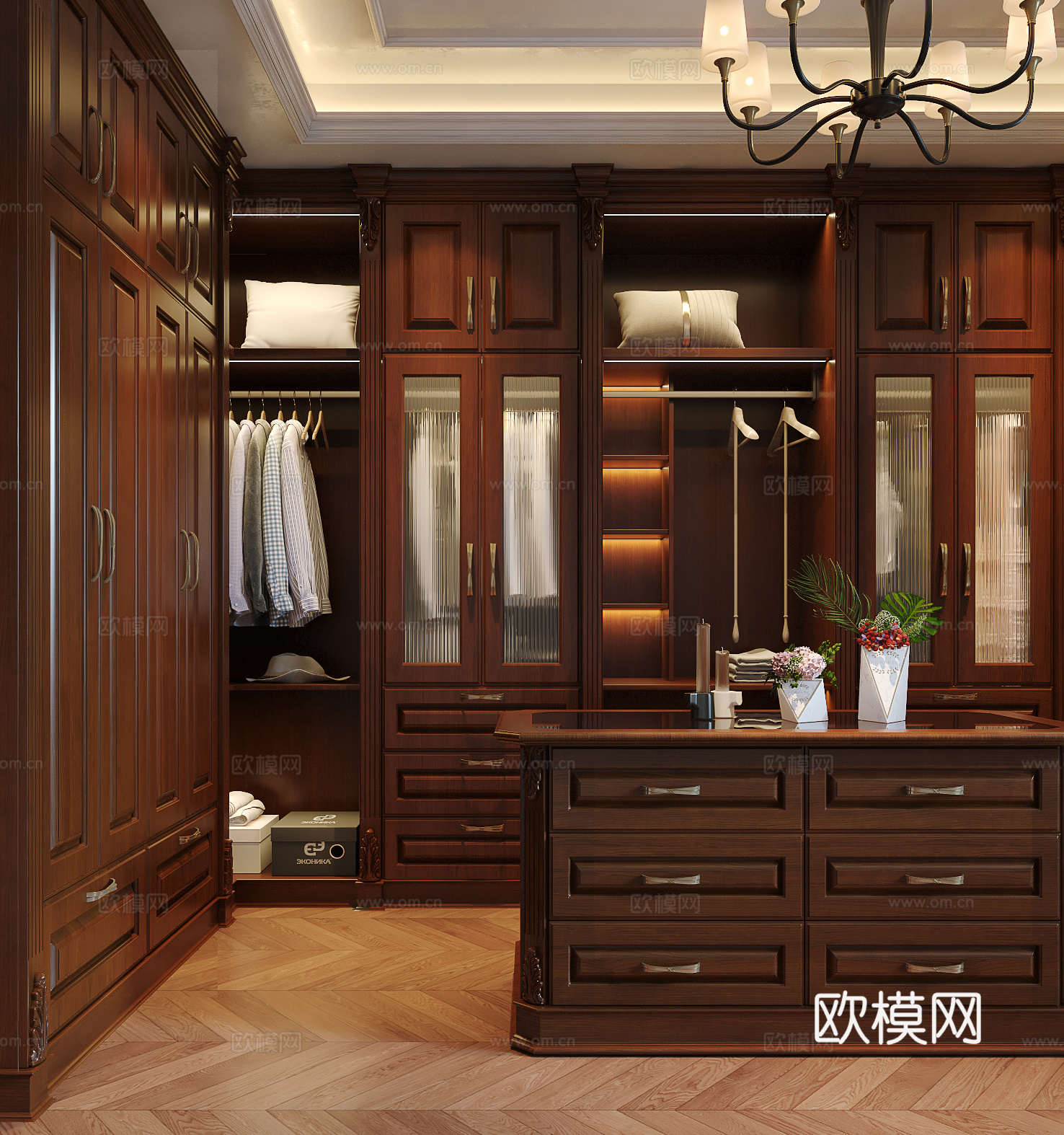 美式风格衣帽间3d模型