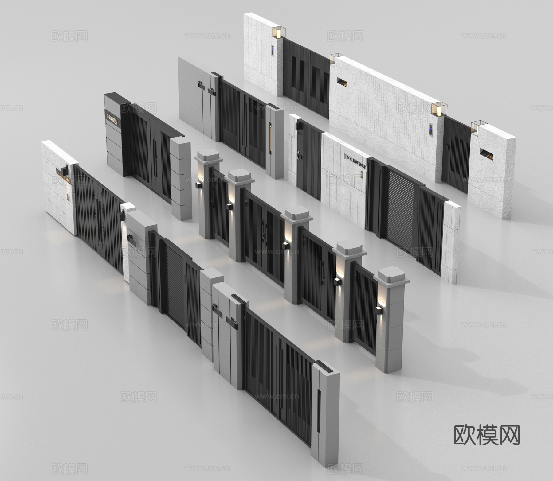 现代庭院门 庭院铁门 小区庭院门 别墅门3d模型