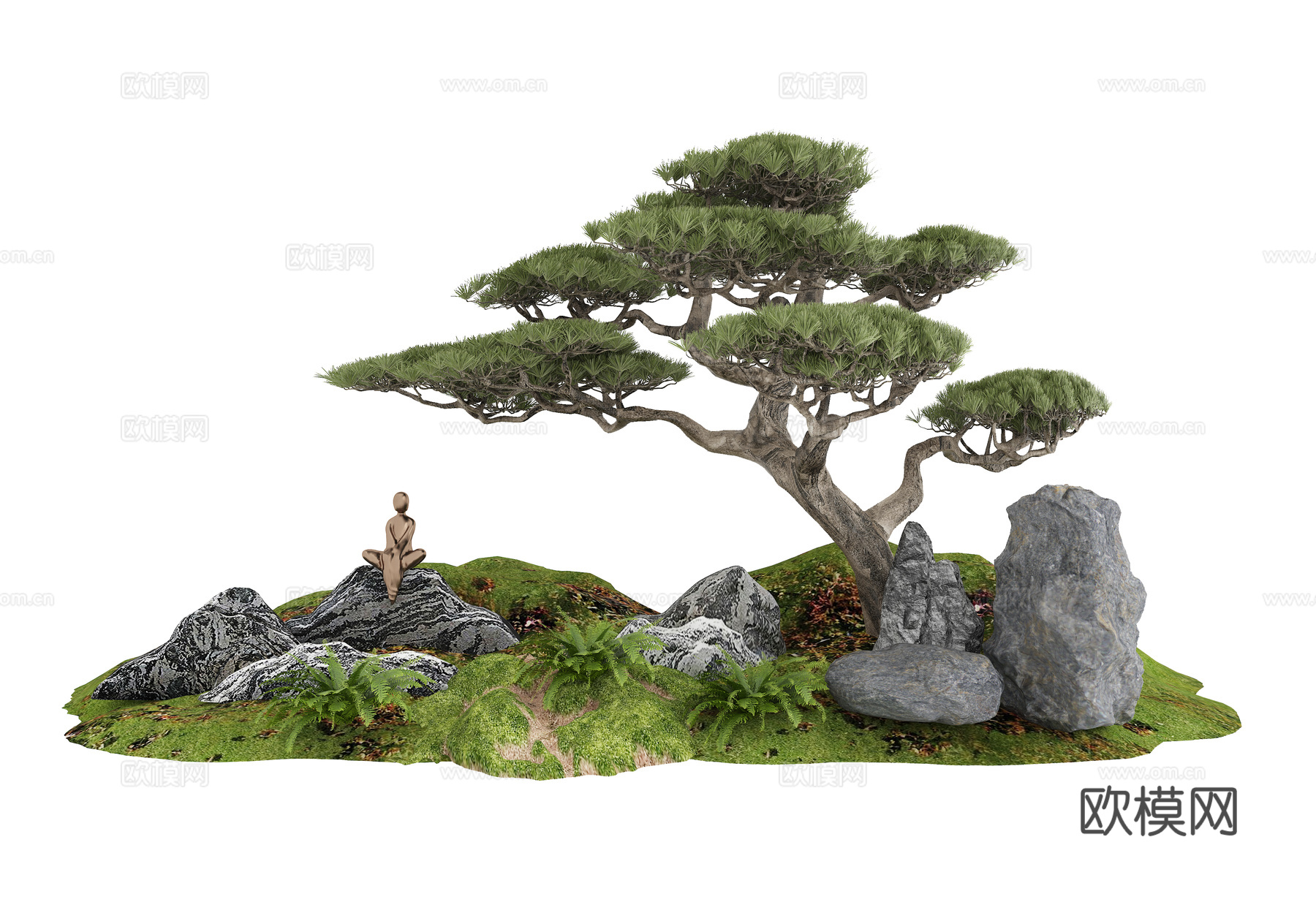 新中式禅意景观小品3d模型