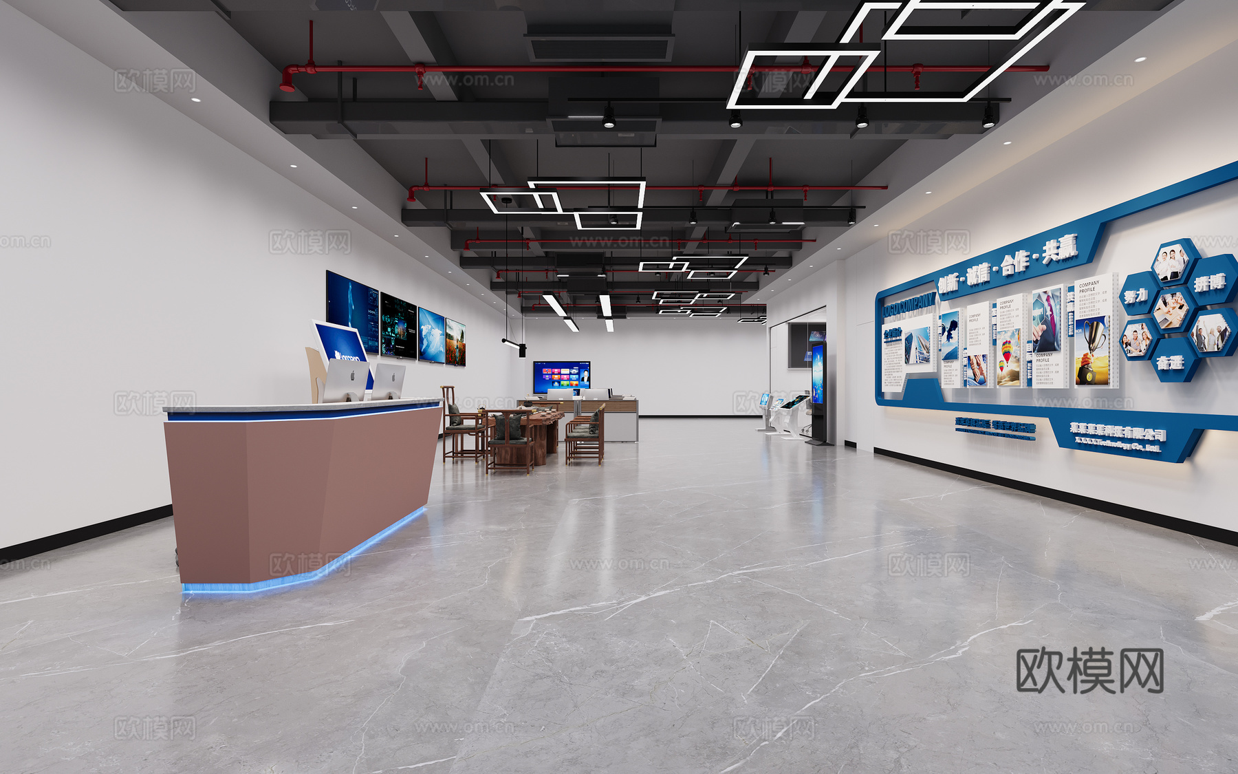 现代办公区3d模型