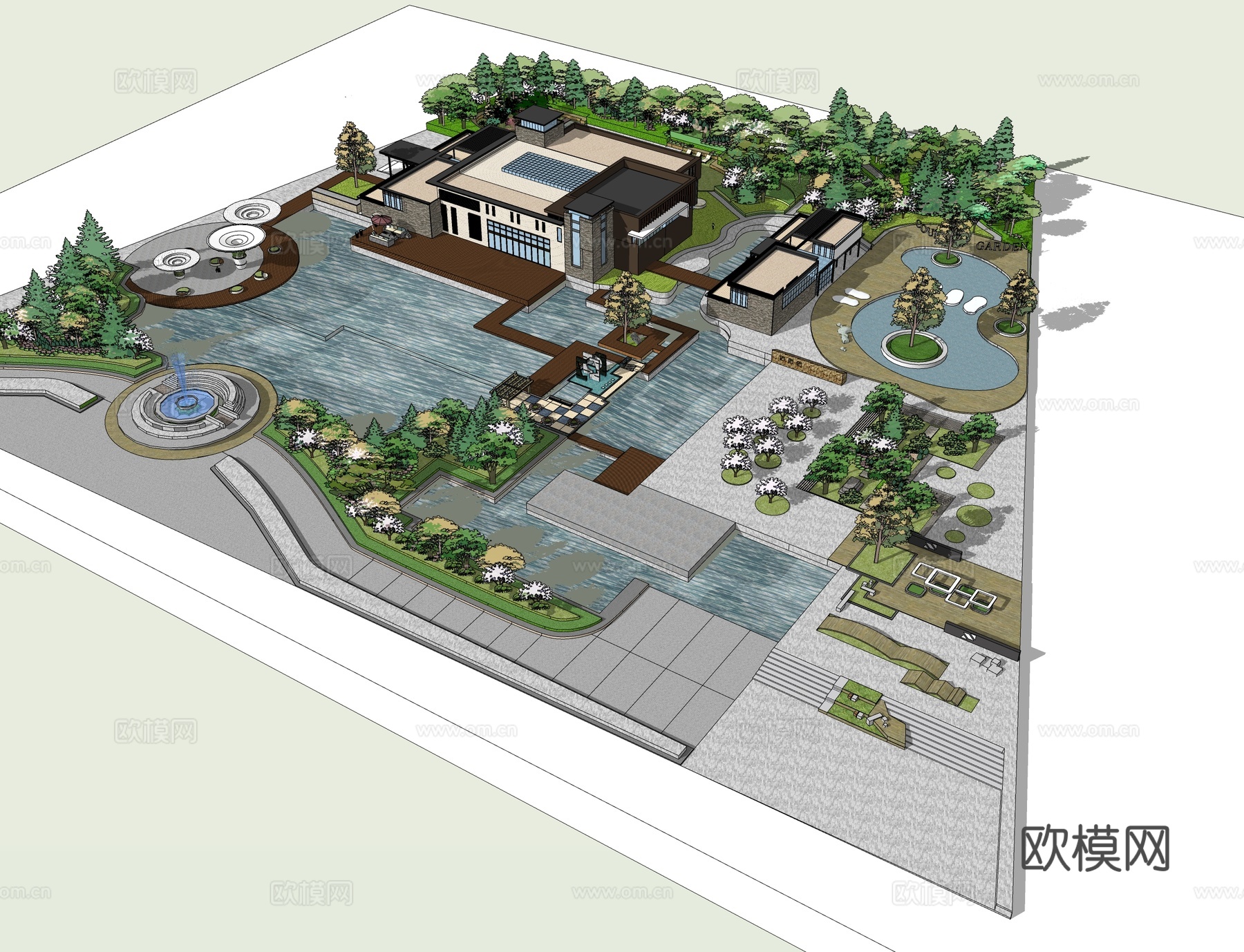 现代酒店建筑  建筑景观su模型