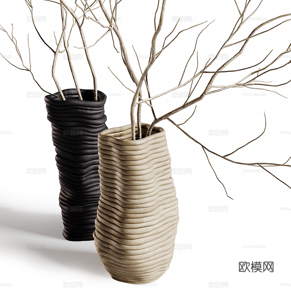 新中式侘寂花瓶花艺3d模型