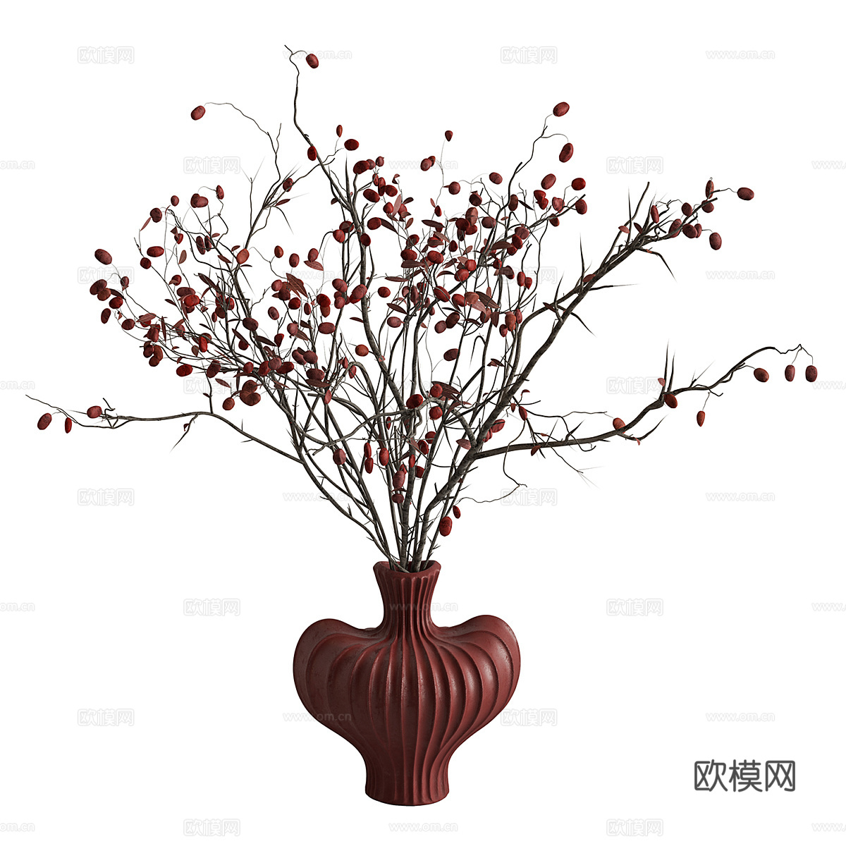 新中式花瓶花艺3d模型